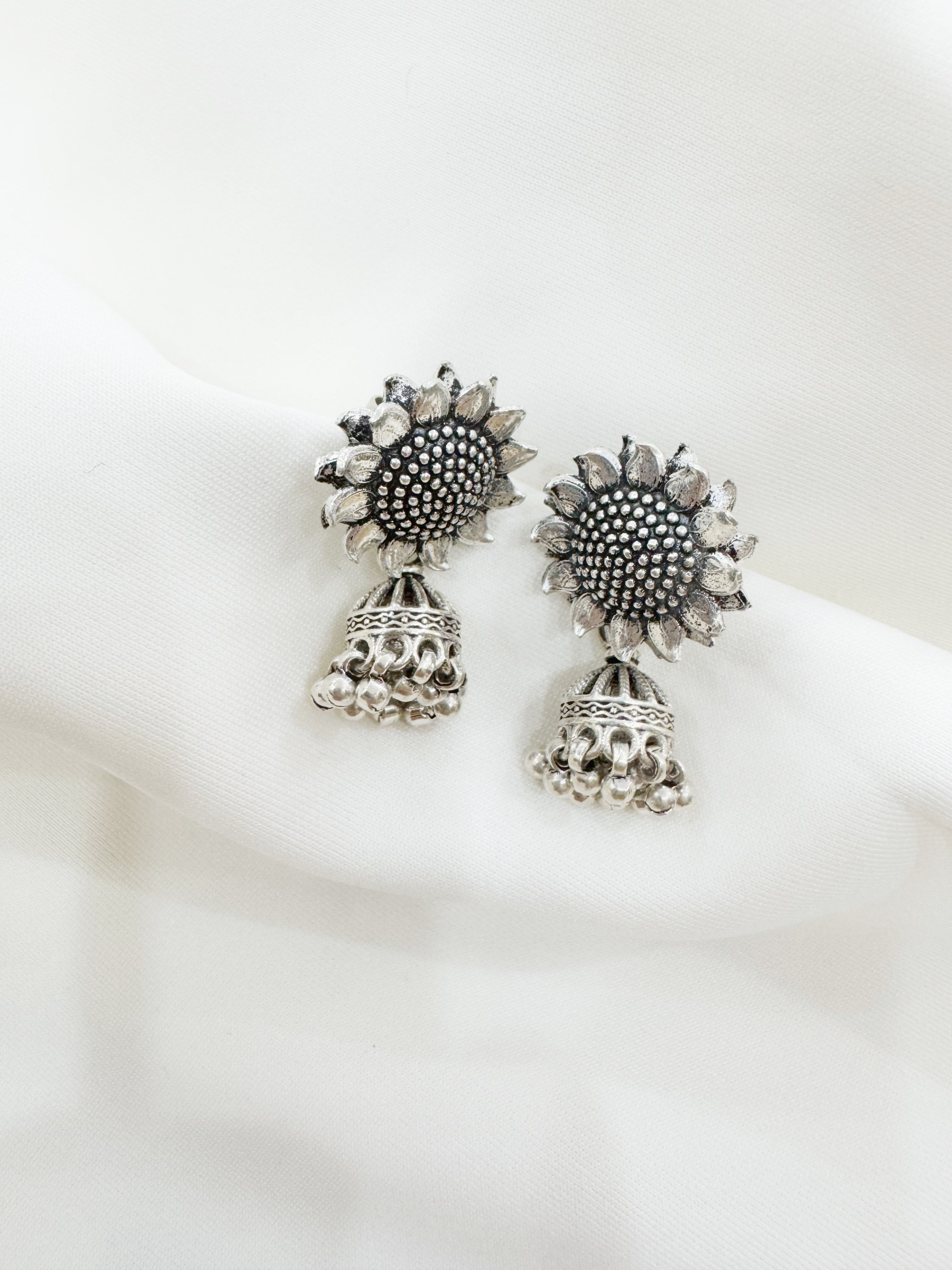 The Sunshine Jhumki 92.5 Silver Earrings - Handcrafted