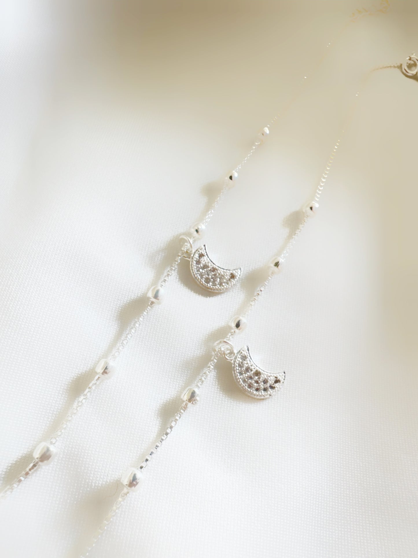 Chaand Light Weight Anklets – 92.5 Silver Moon Charm