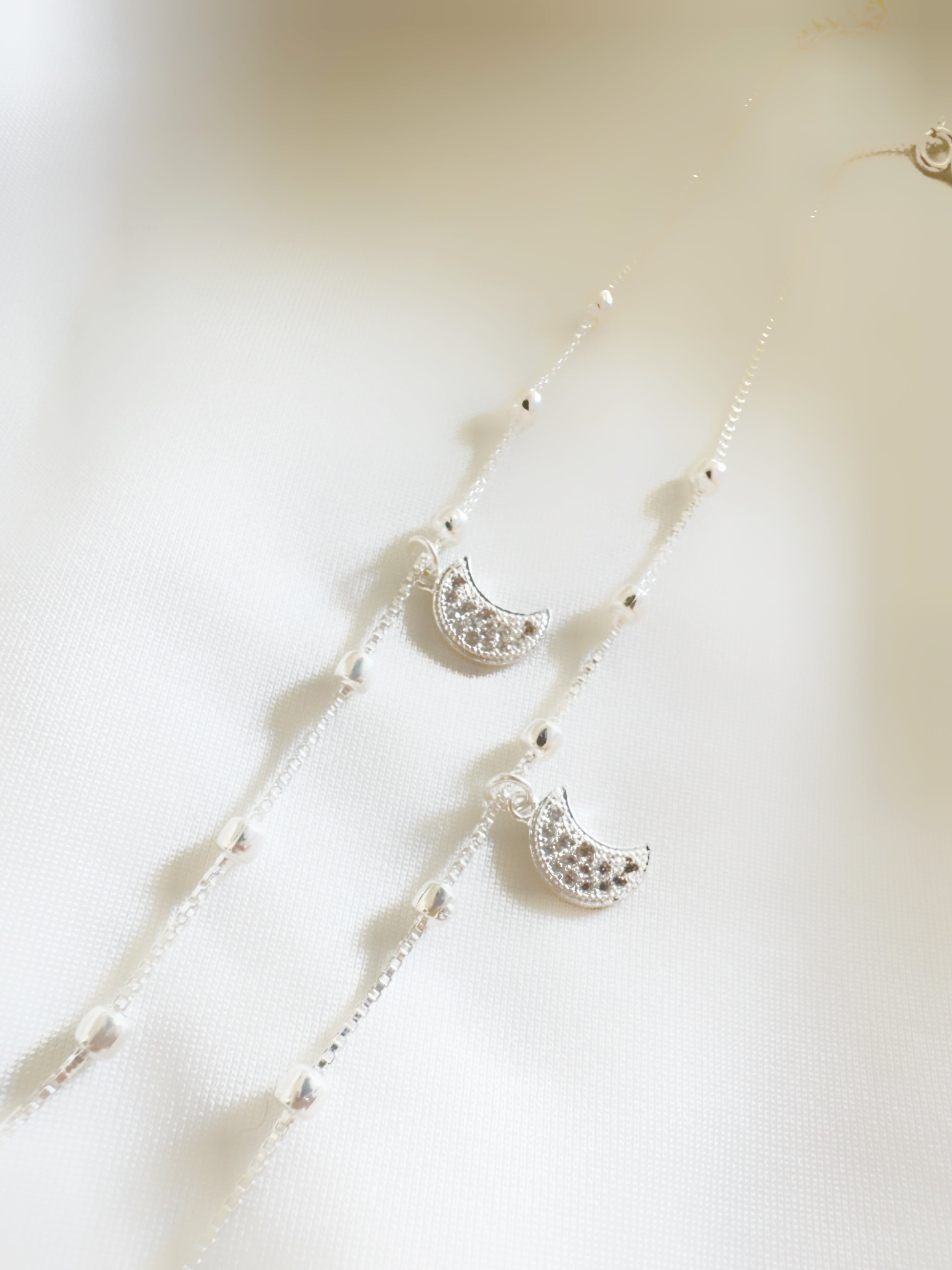 Chaand Light Weight Anklets – 92.5 Silver Moon Charm