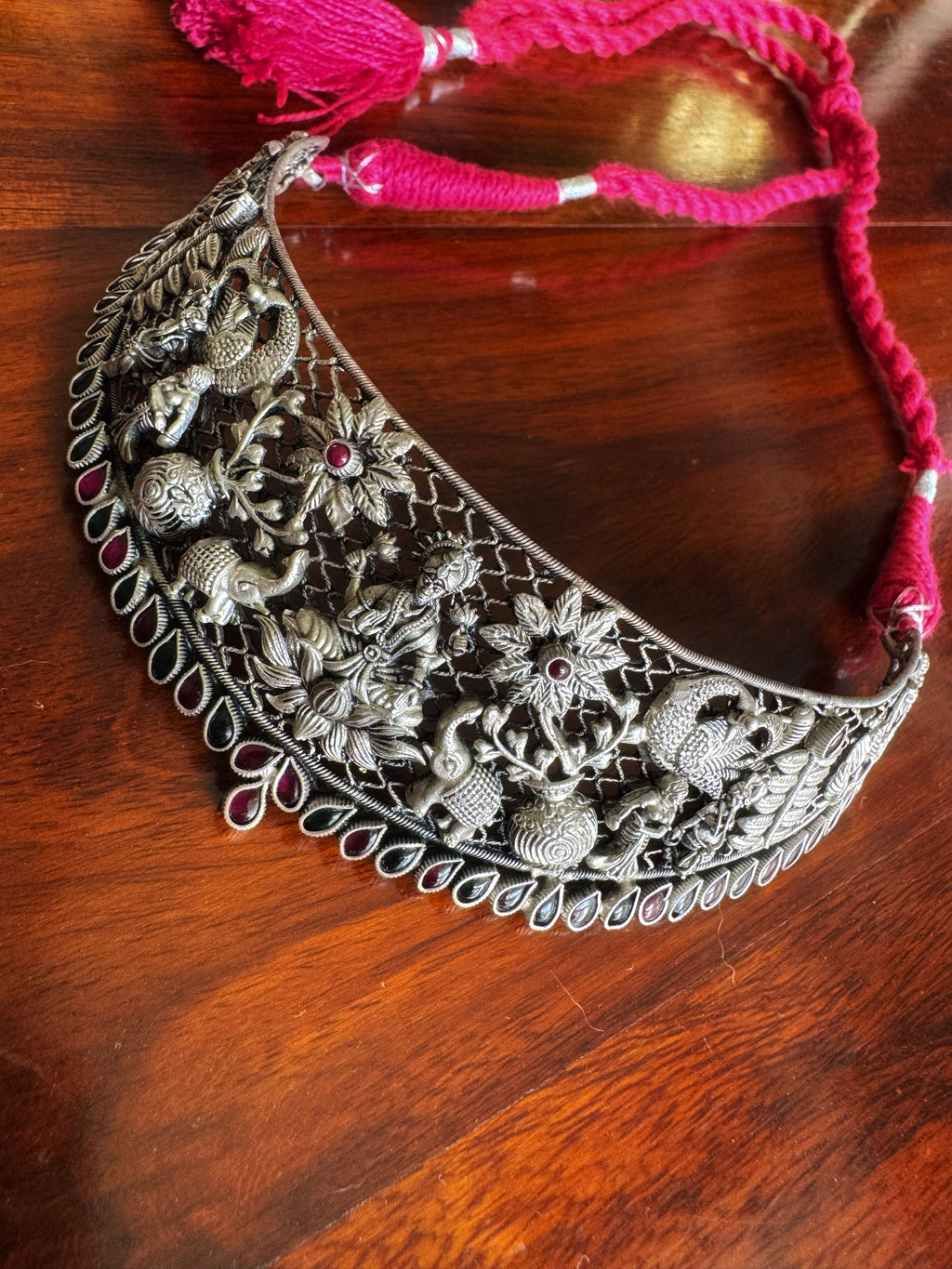 Indira - Goddess Lakshmi Choker – 92.5 Silver Temple Jewelry