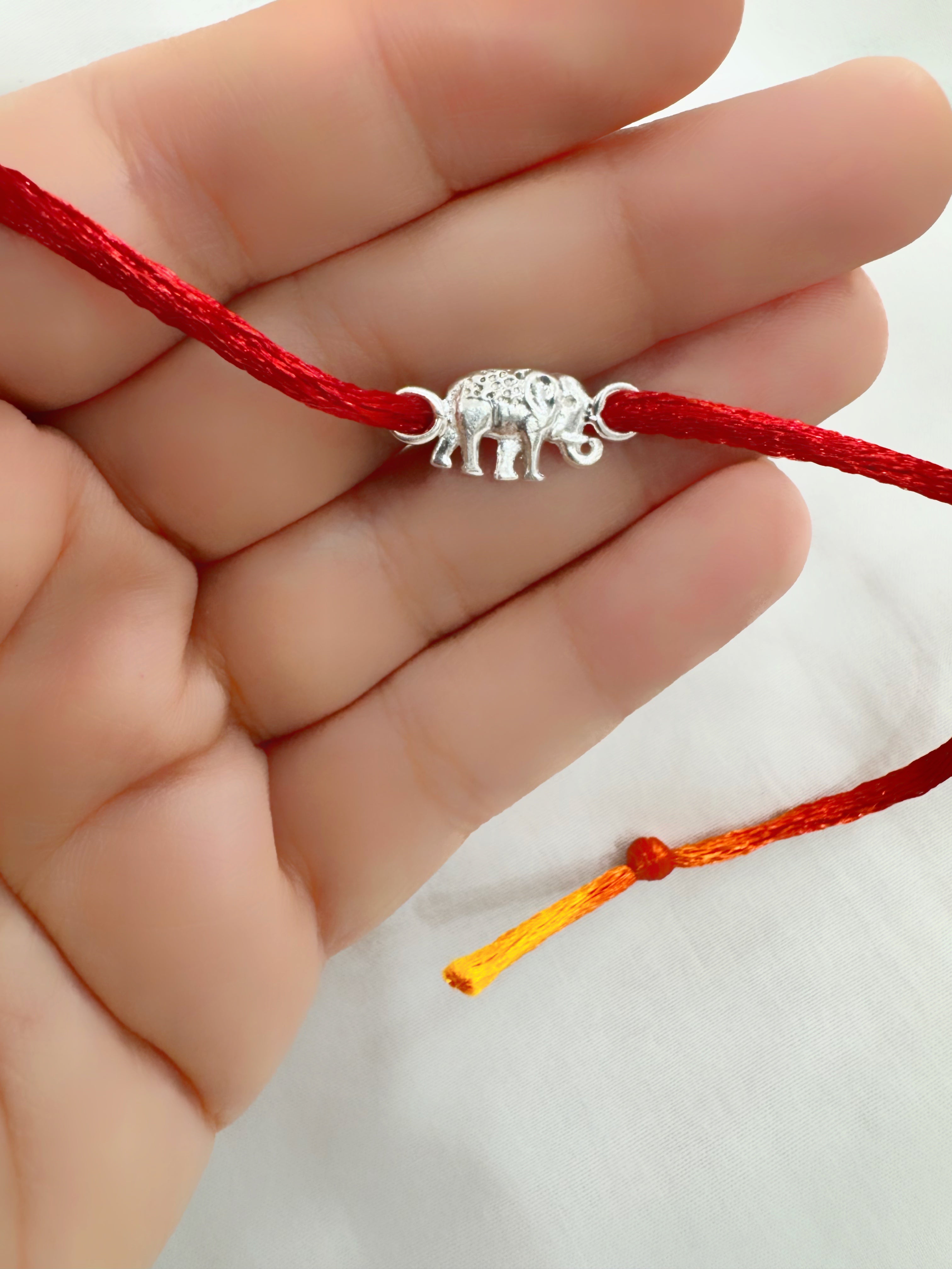 Kids Handcrafted Baby Elephant Rakhi in Pure 92.5 Silver