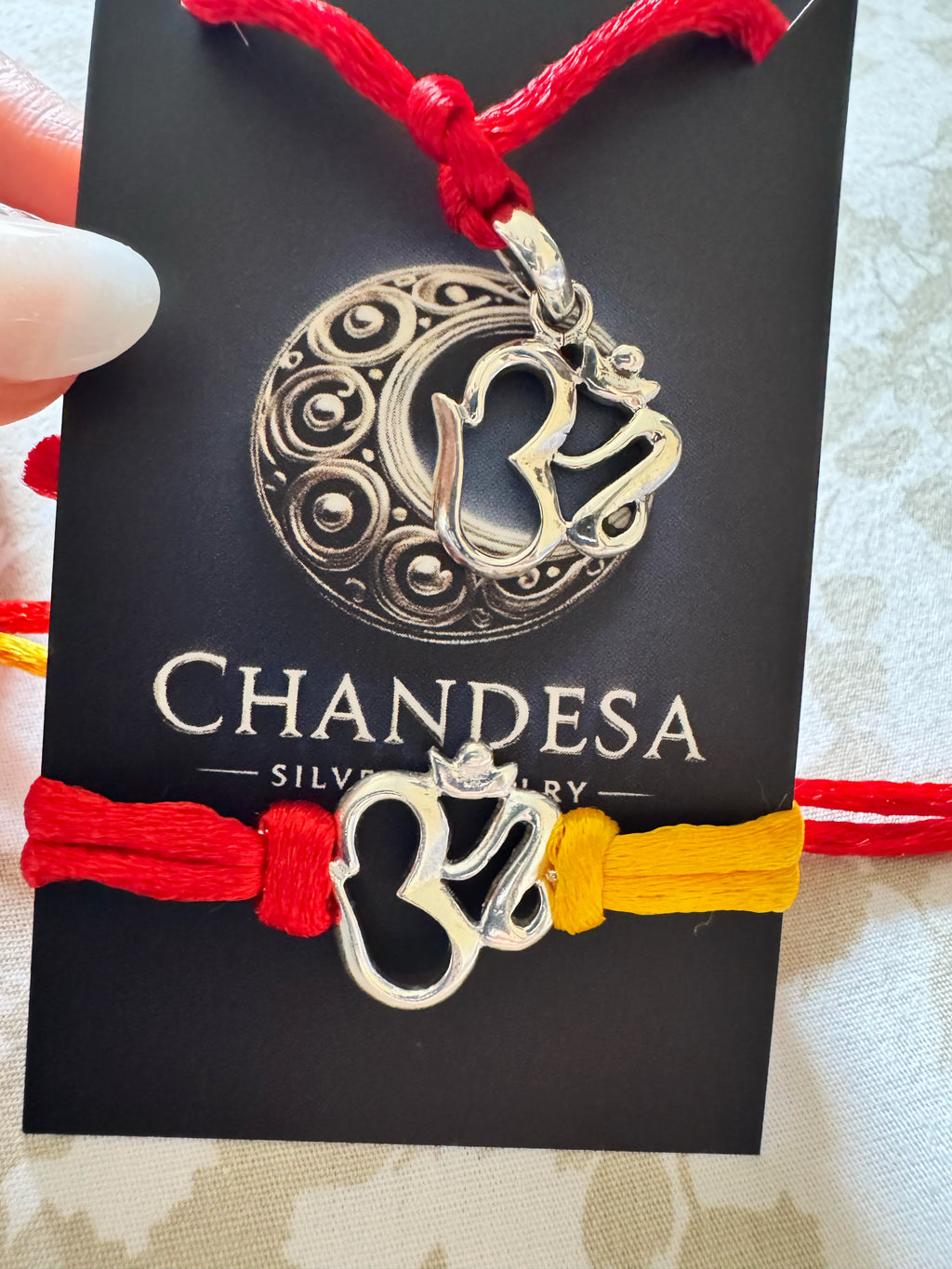 OM Silver Rakhis for Bhai Bhabhi (Lumba) – 925 Handcrafted Silver