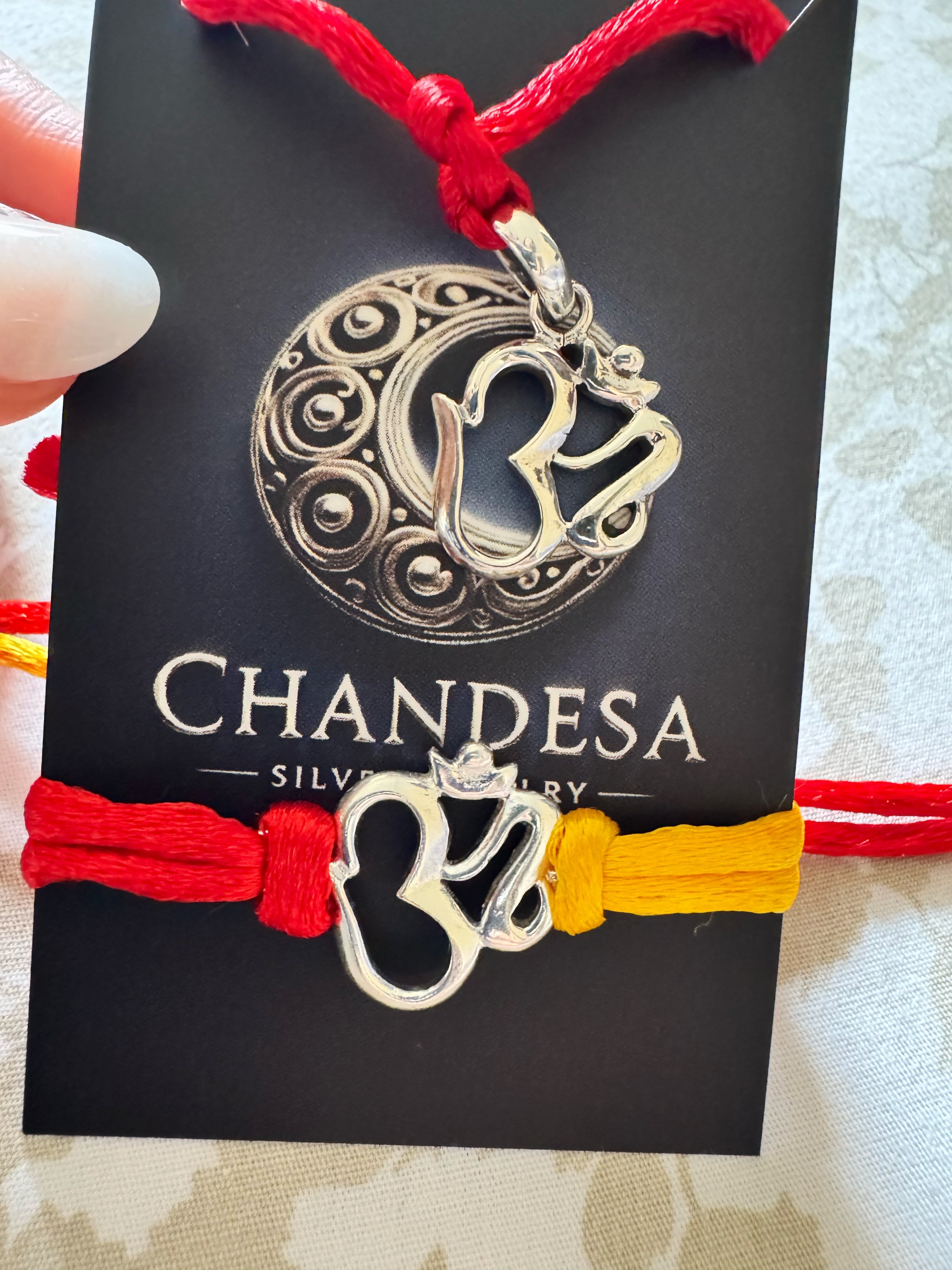 OM Silver Rakhis for Bhai Bhabhi (Lumba) – 925 Handcrafted Silver