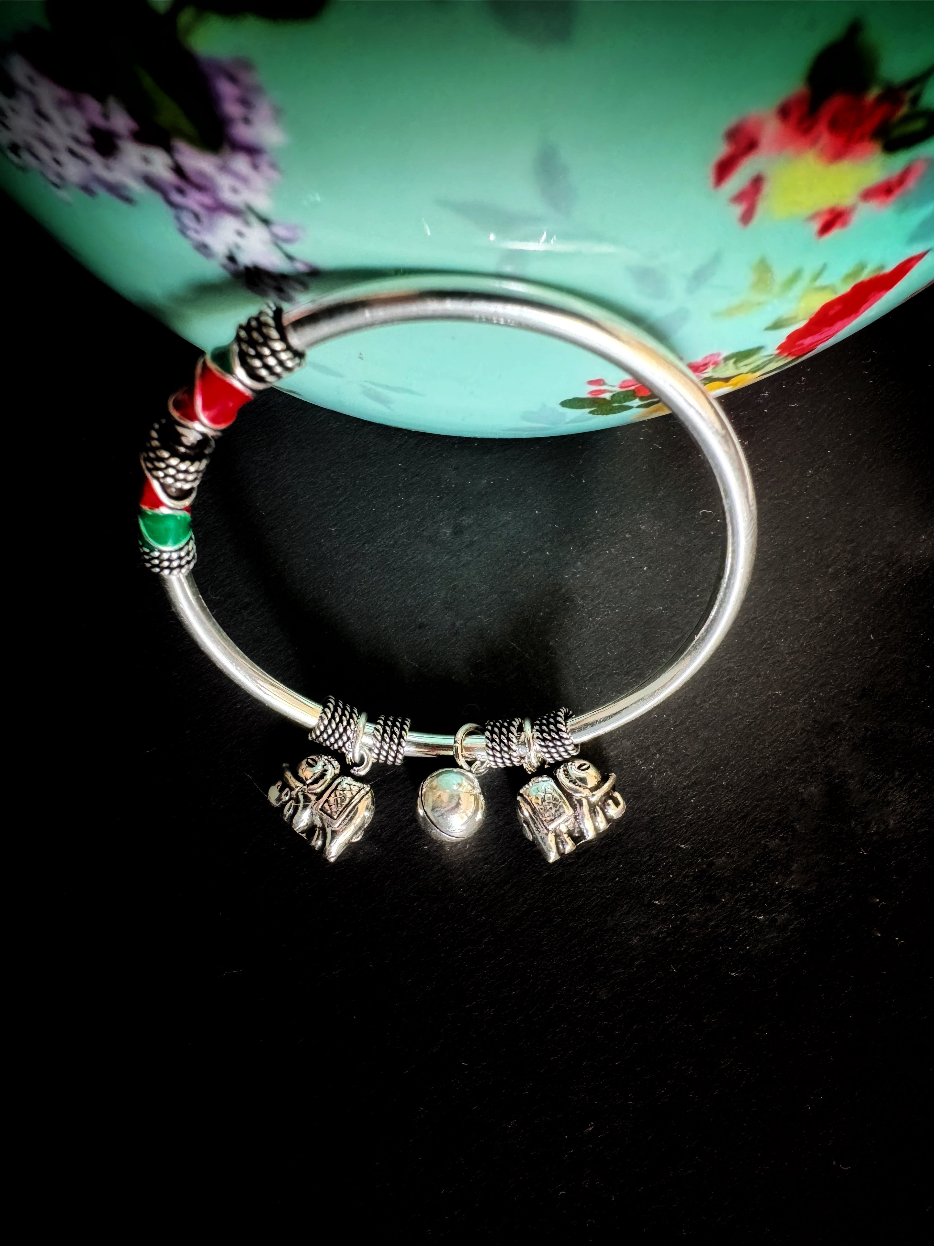 92.5 Silver Bracelet With Elephant Charms for Kids