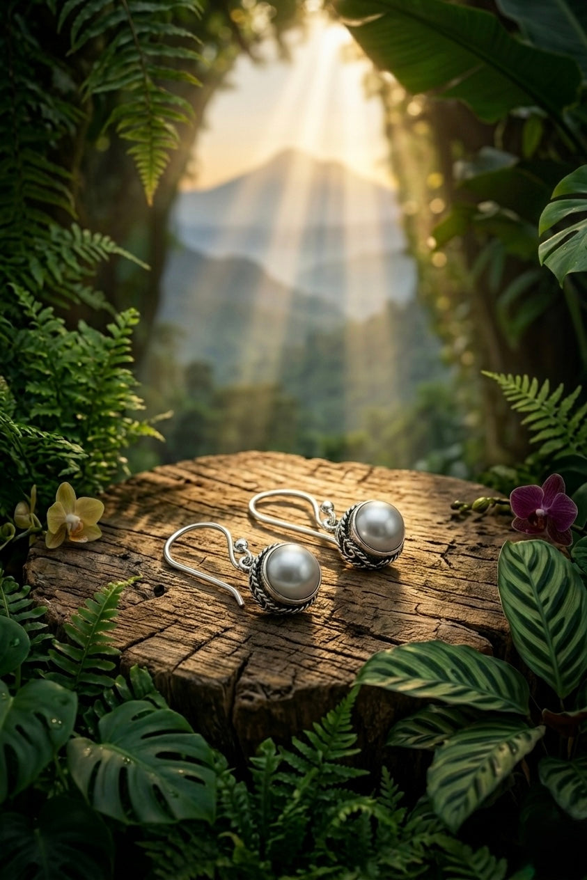925 Silver White Pearl Classic Mini Hanging Earrings