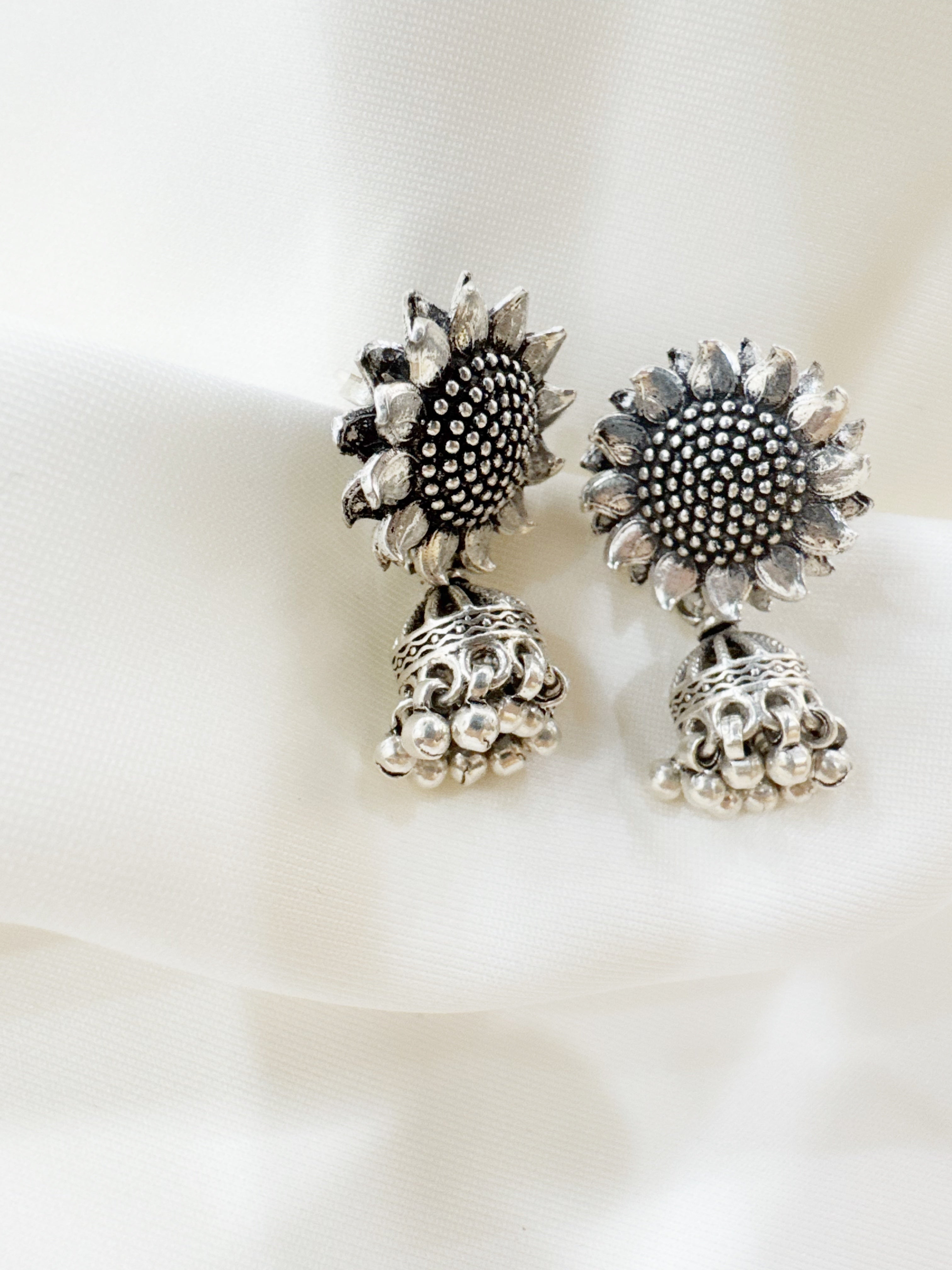 The Sunshine Jhumki 92.5 Silver Earrings - Handcrafted