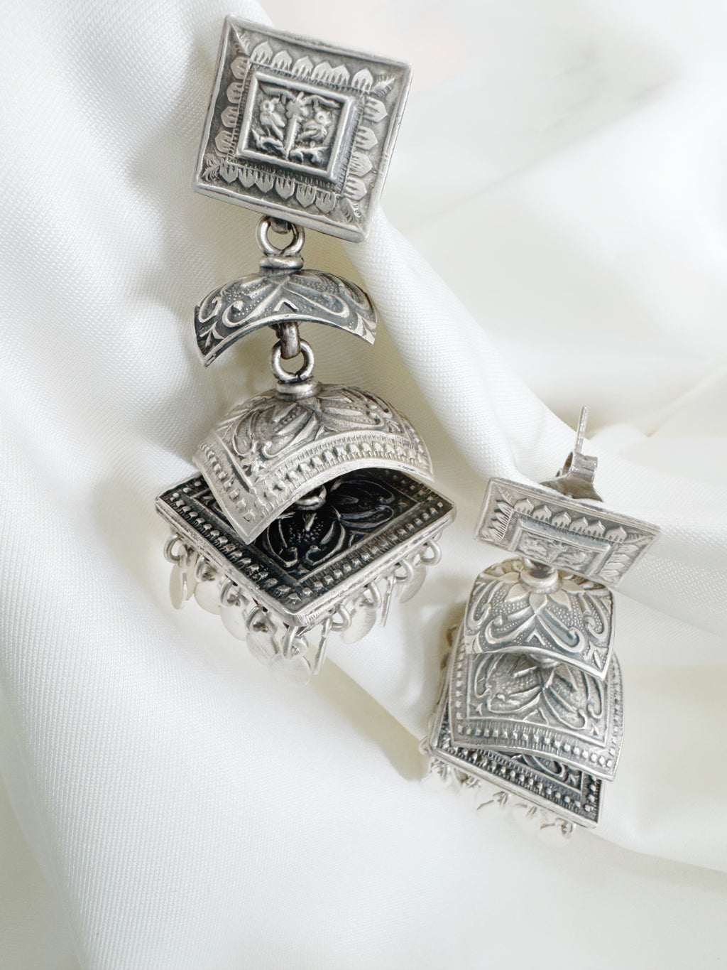 Tribal Rustic Vanika Dangler Earrings 92.5 Silver