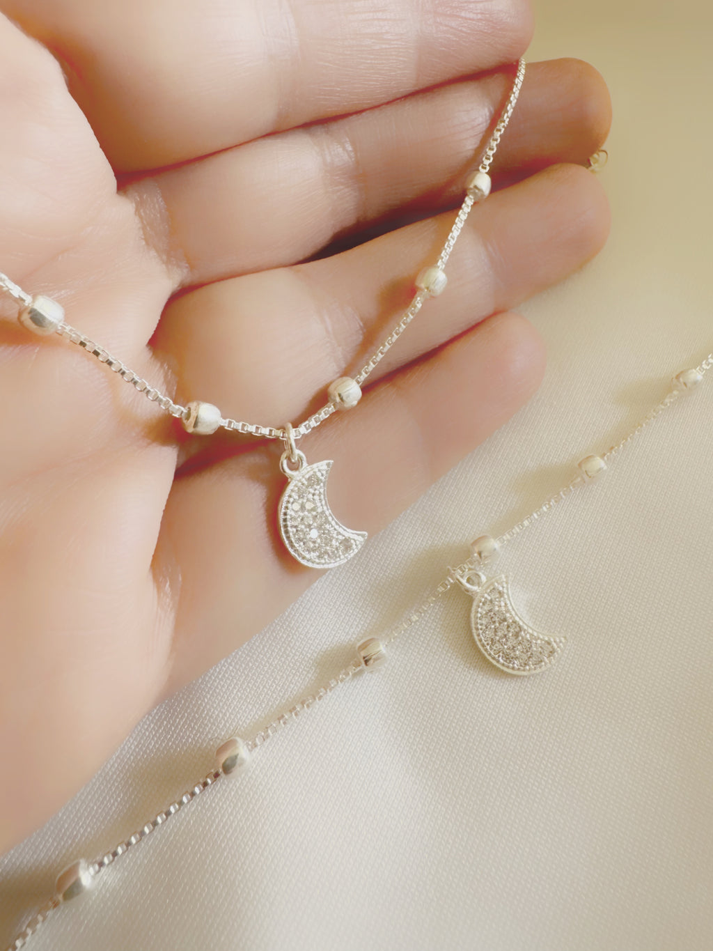 Chaand Light Weight Anklets – 92.5 Silver Moon Charm