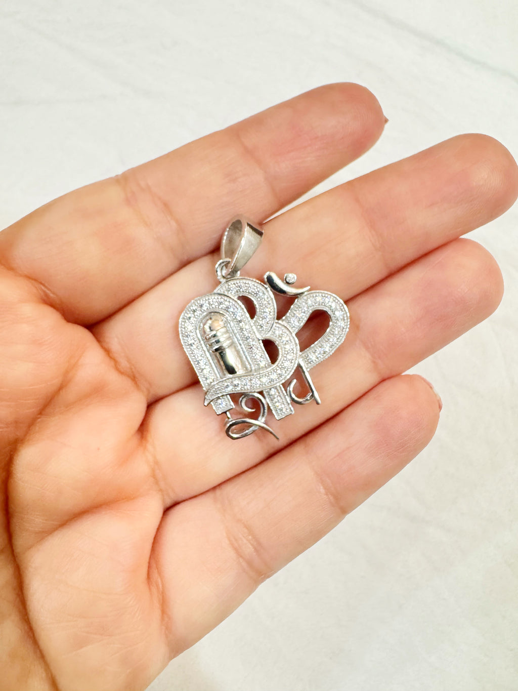 92.5 Silver Unisex Om and Shivaling Pendant (without Chain)