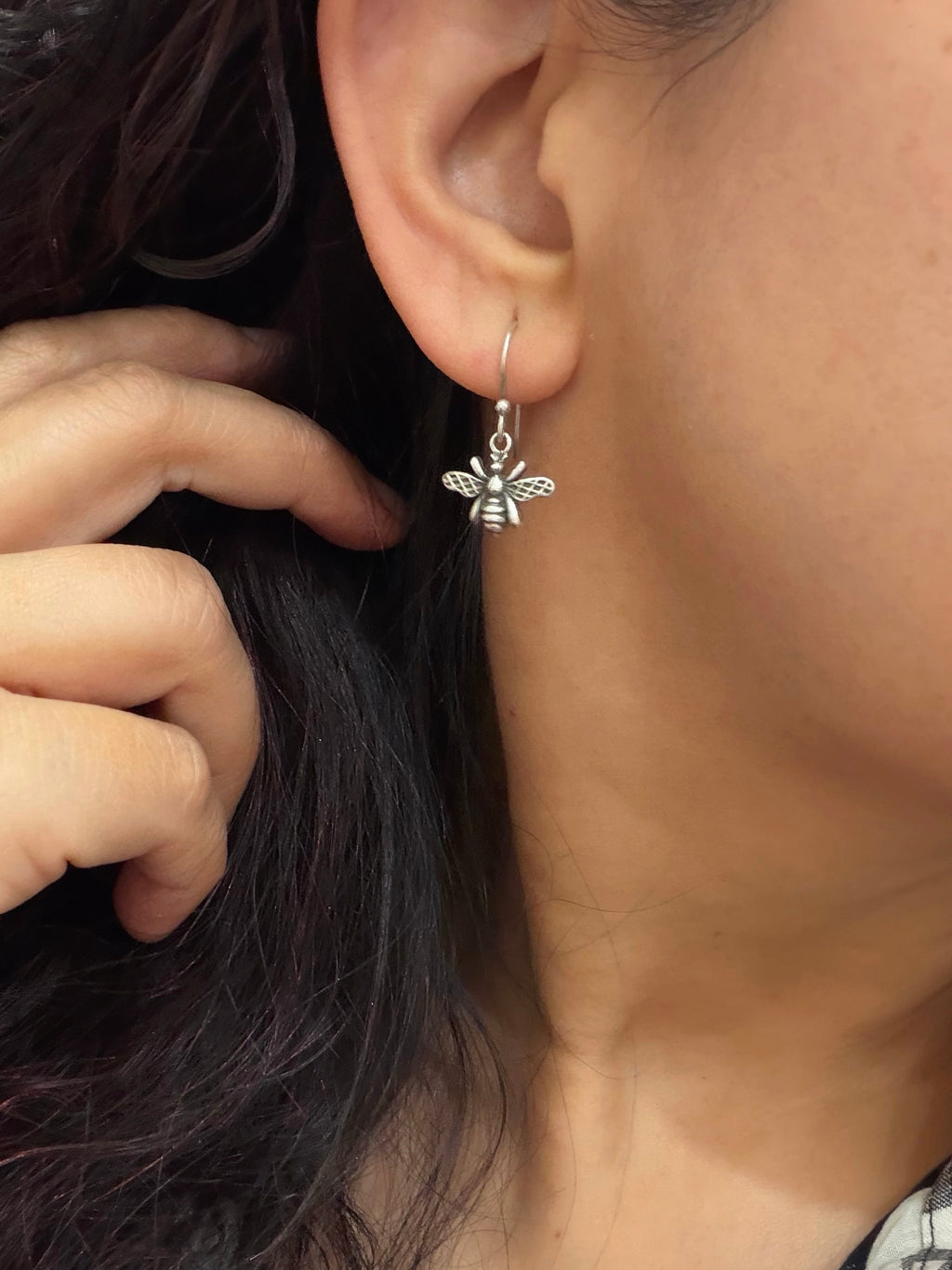 Buzzing Beauty 925 Silver Drop Bee Earrings -Handcrafted