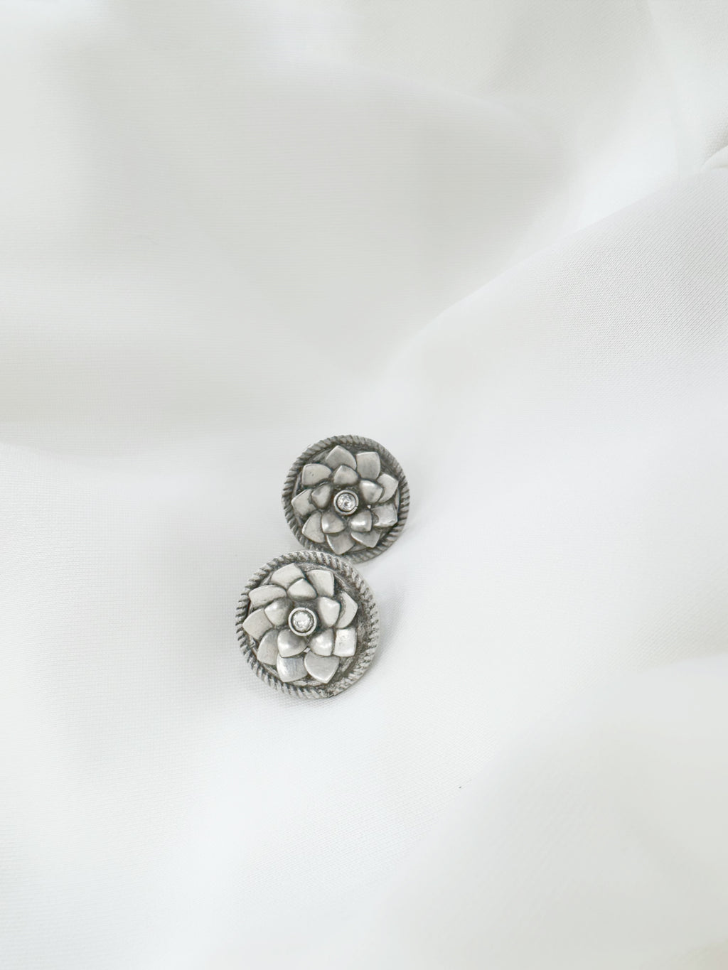 Petal Glow 92.5 Silver Studs Earrings - Handcrafted