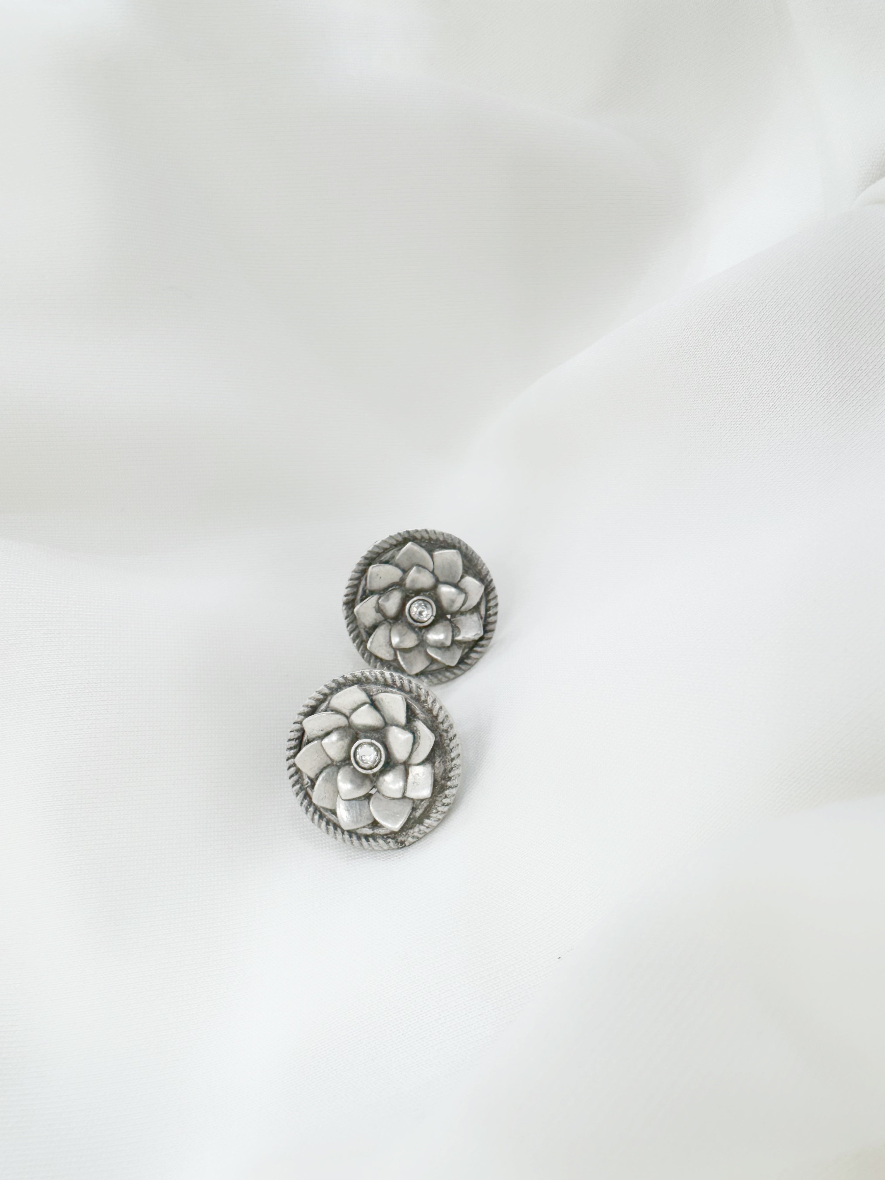 Petal Glow 92.5 Silver Studs Earrings - Handcrafted