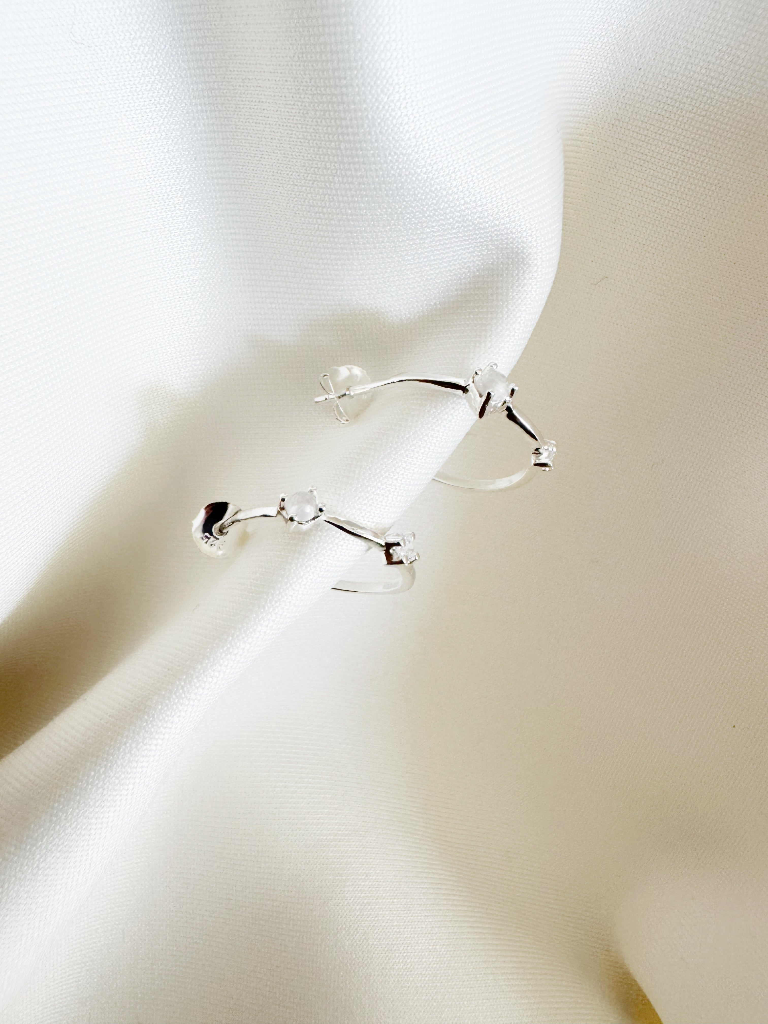 92.5 Silver Small Half Loop Earrings
