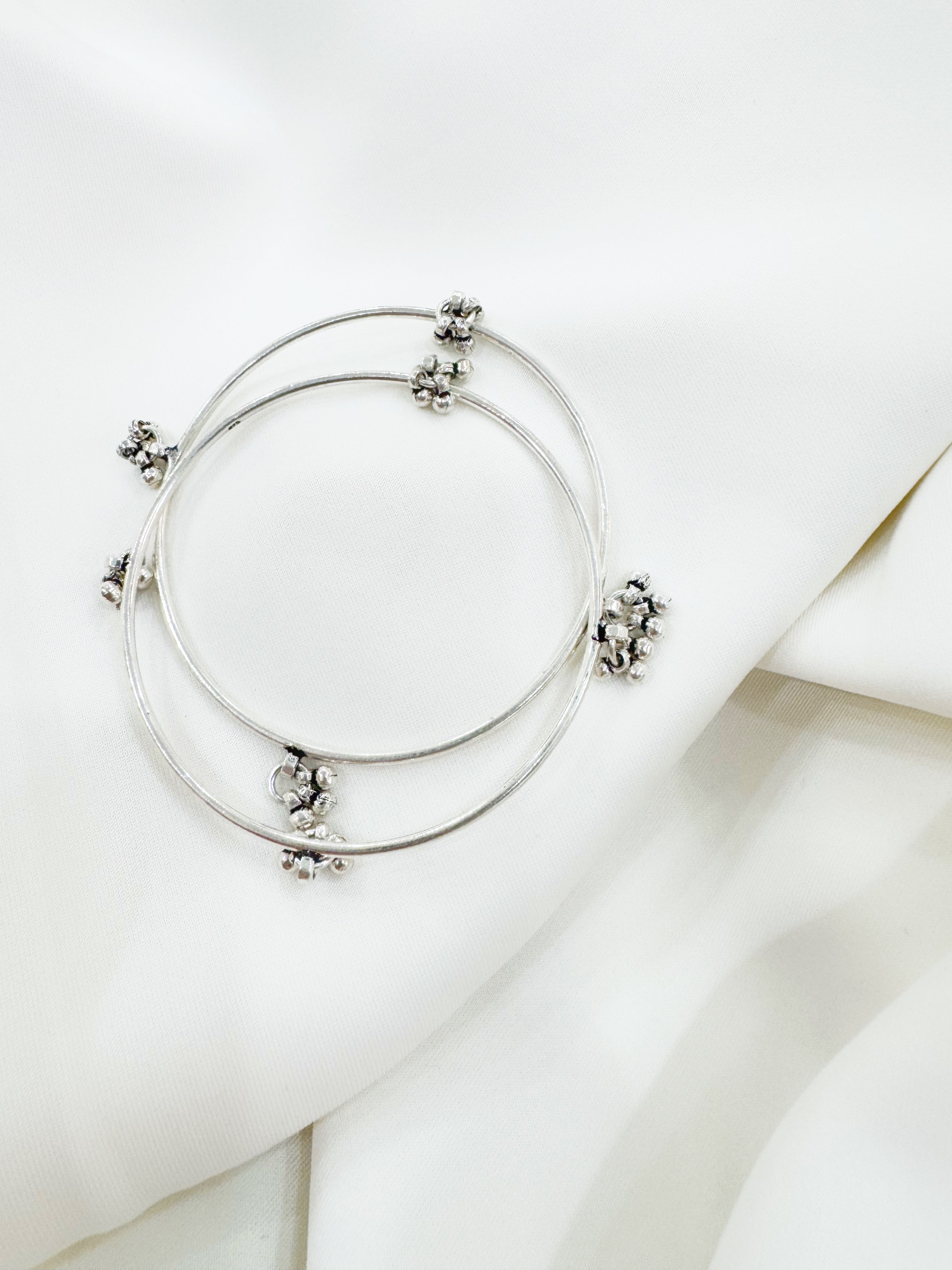 Pair of 92.5 Silver Ghunghroo Bangles