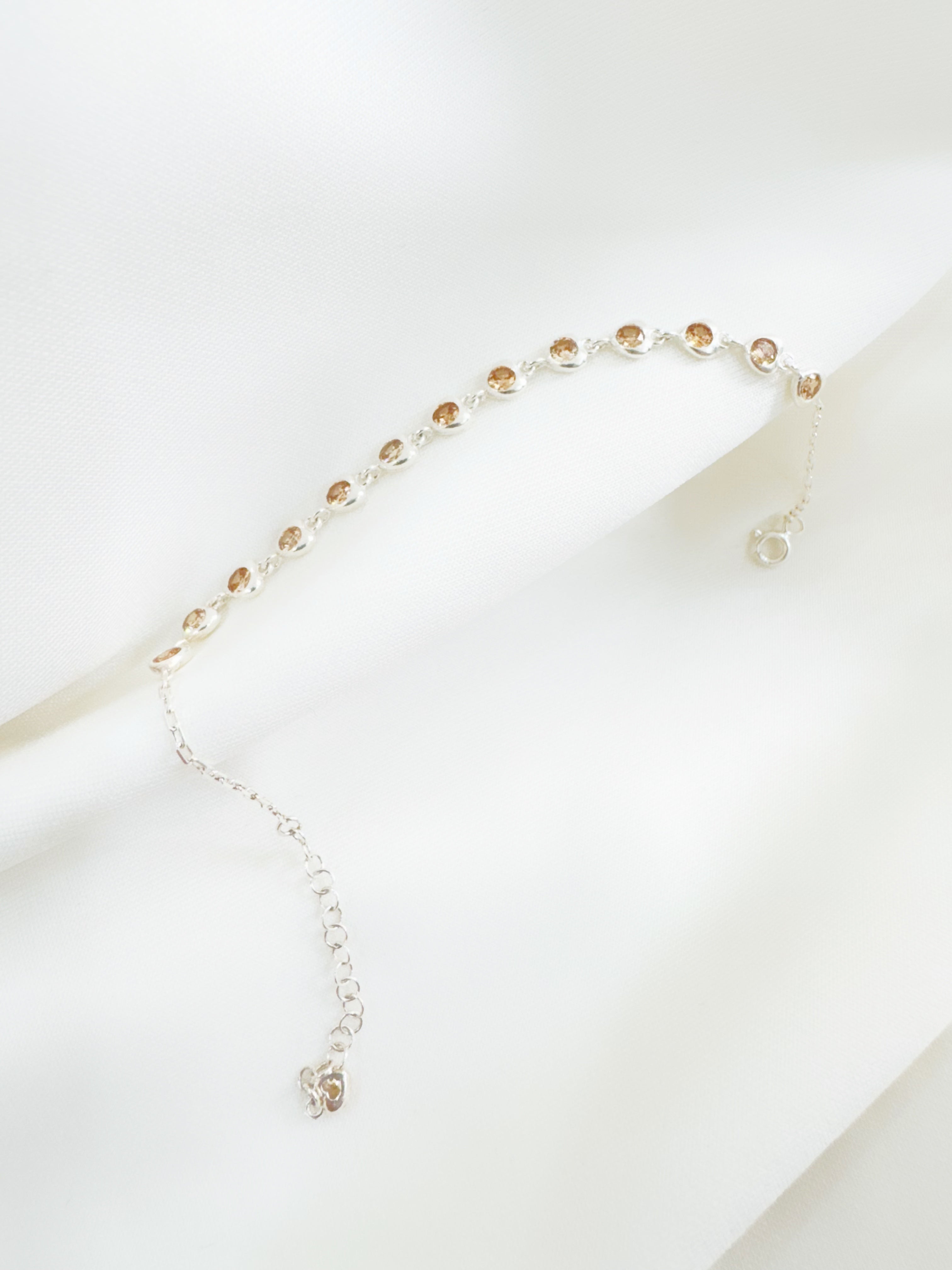 Eira Sitara – 92.5 Silver CZ Heartstones Line Minimalistic Bracelet
