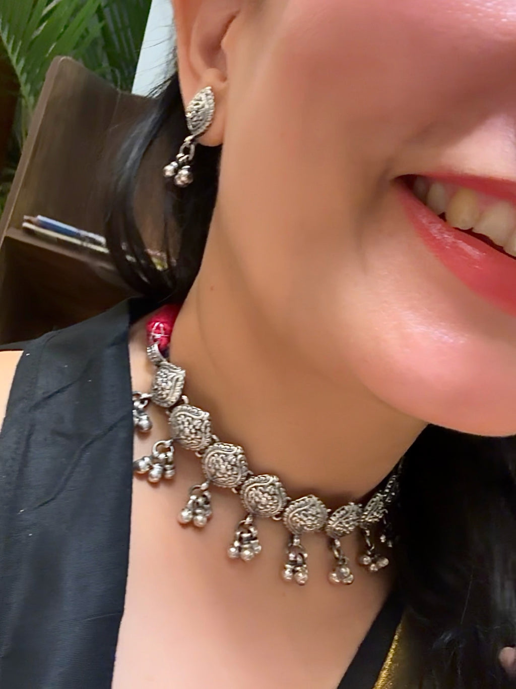 Ghungroohaar - 92.5 Silver Tribal Choker Set Handcrafted