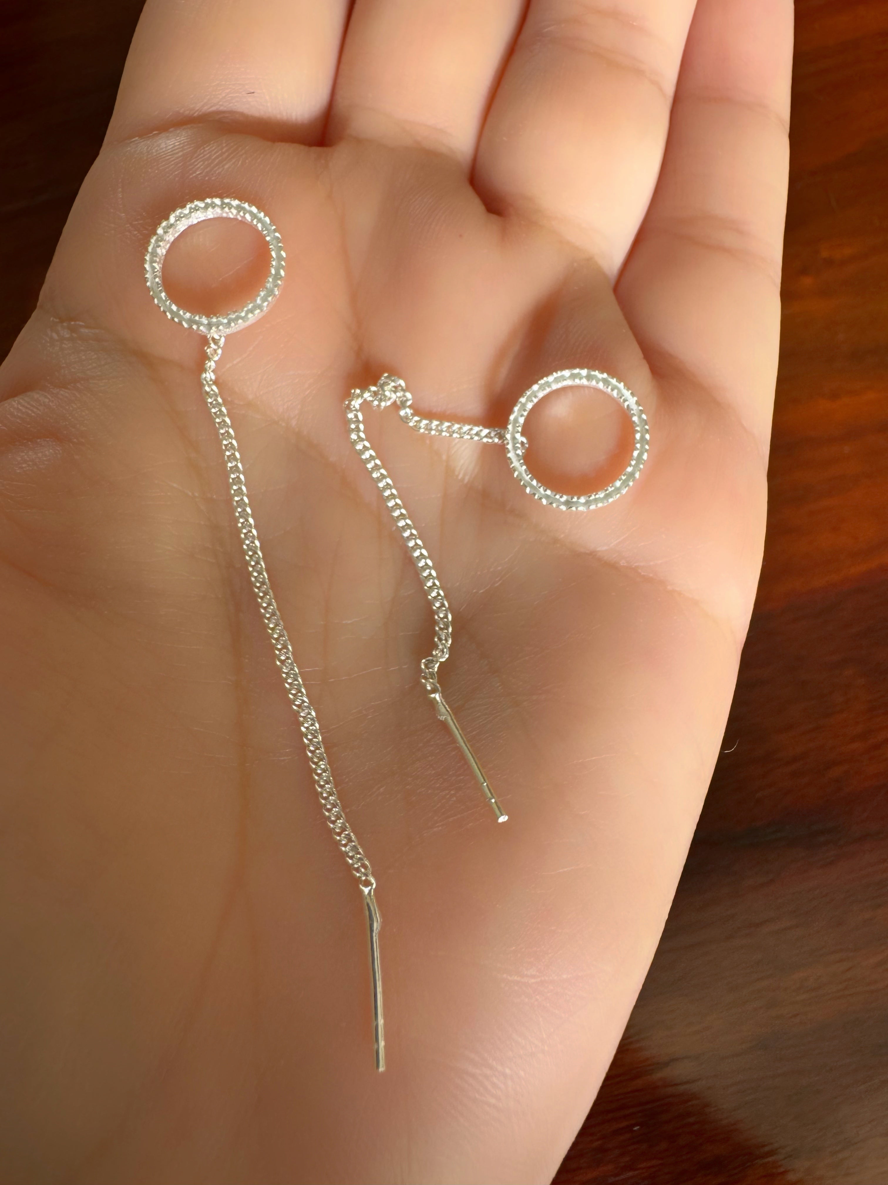 Jyoti Chakra Handcrafted 92.5 Silver Sui Dhaga Threader Earrings