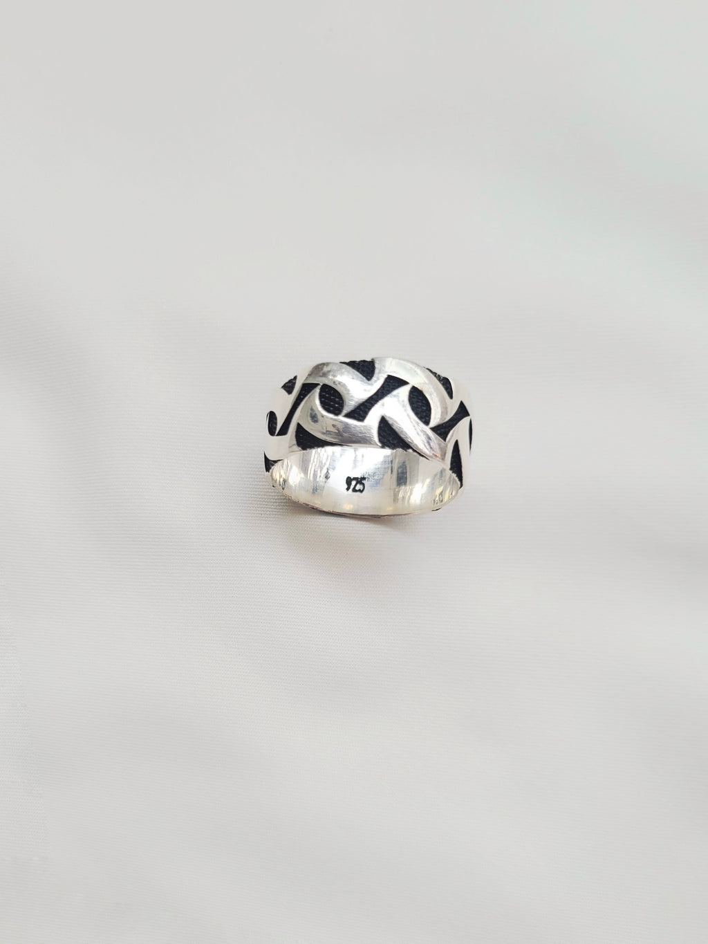 Shadow Wave Band 925 Silver Handcrafted Men’s Ring