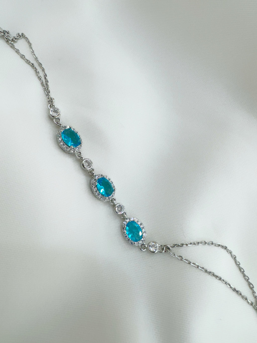 Neelam – 92.5 Silver Oceanic Blue Statement Bracelet