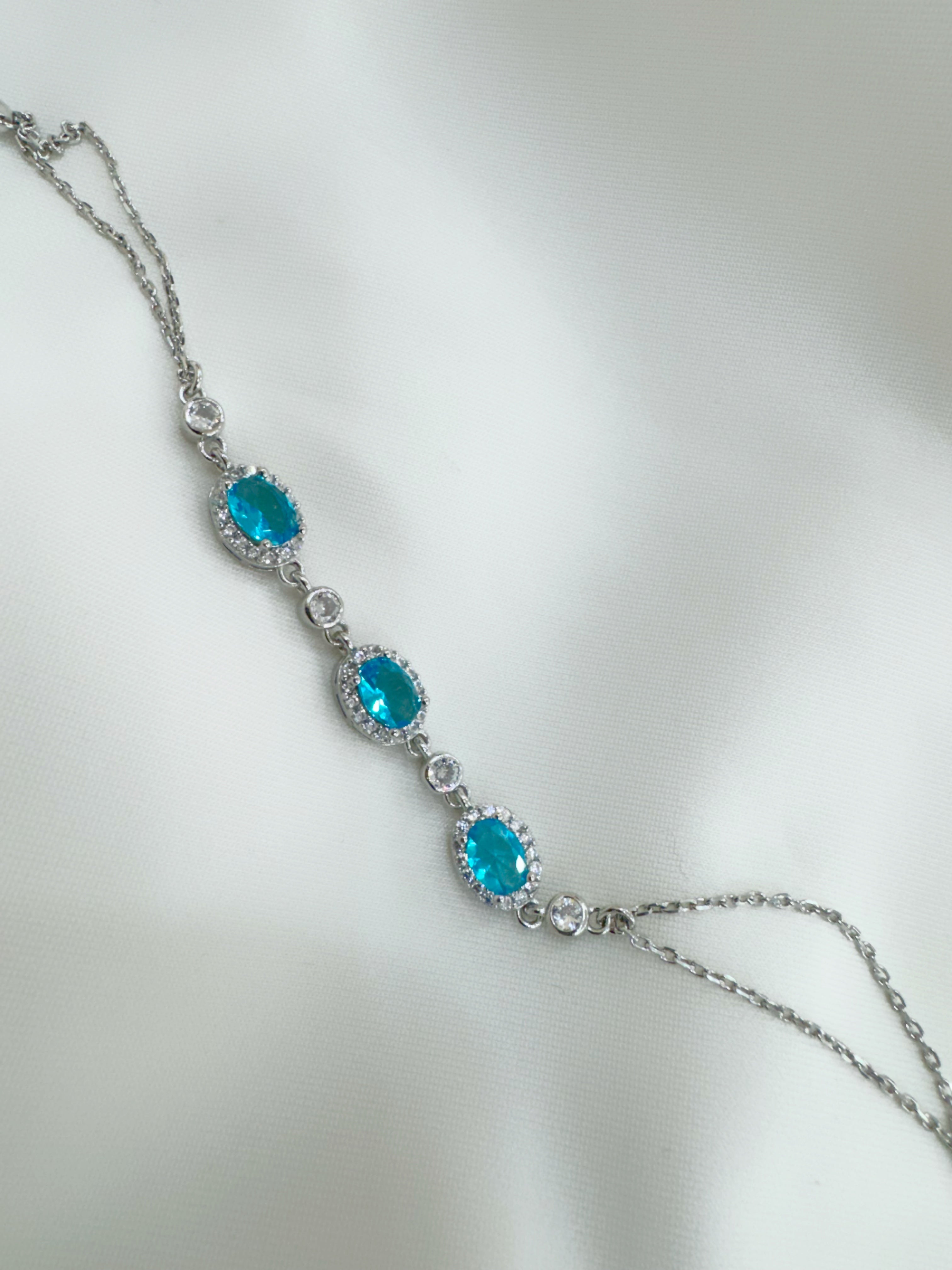Neelam – 92.5 Silver Oceanic Blue Statement Bracelet