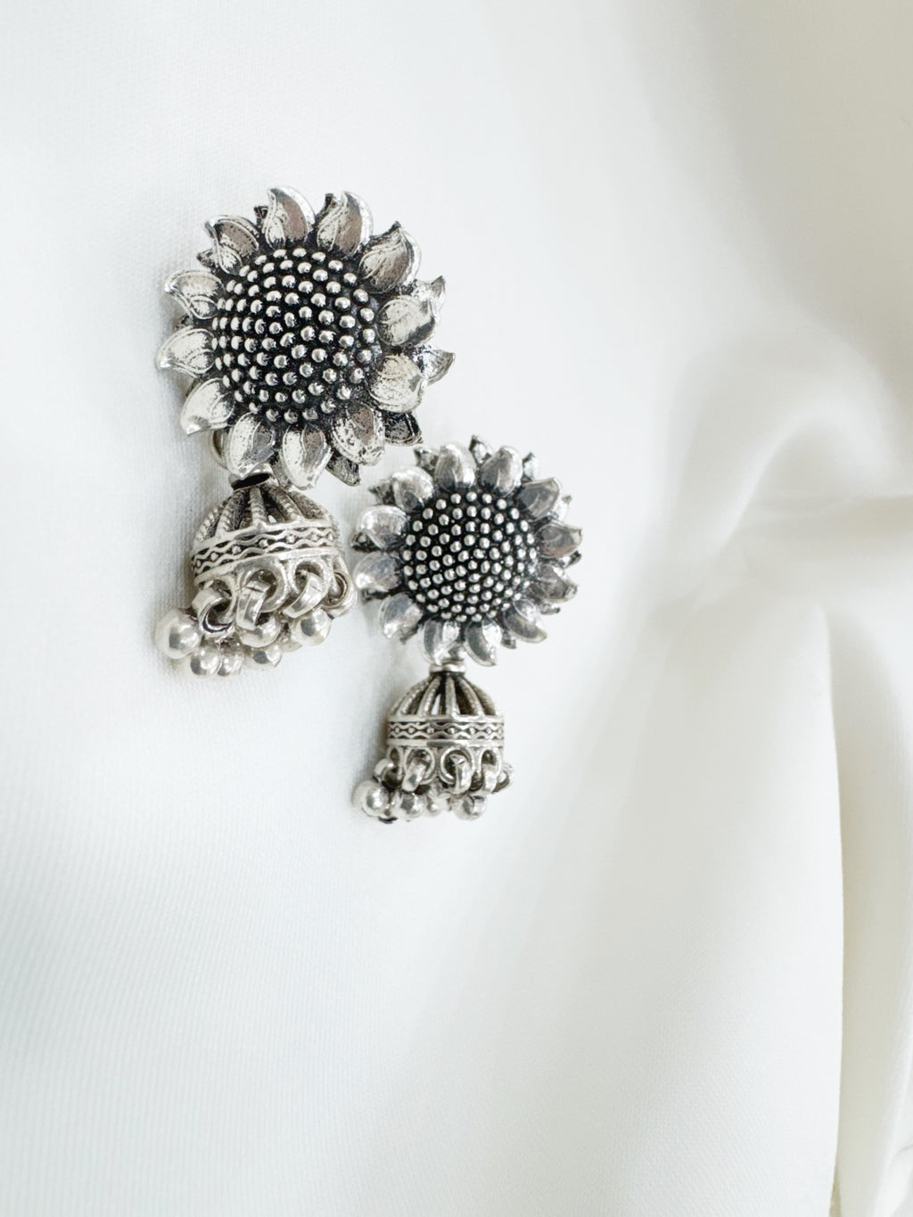 The Sunshine Jhumki 92.5 Silver Earrings - Handcrafted
