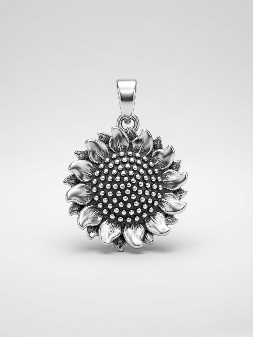 The Sunshine Sunflower 925 Silver Pendant (Without Chain)