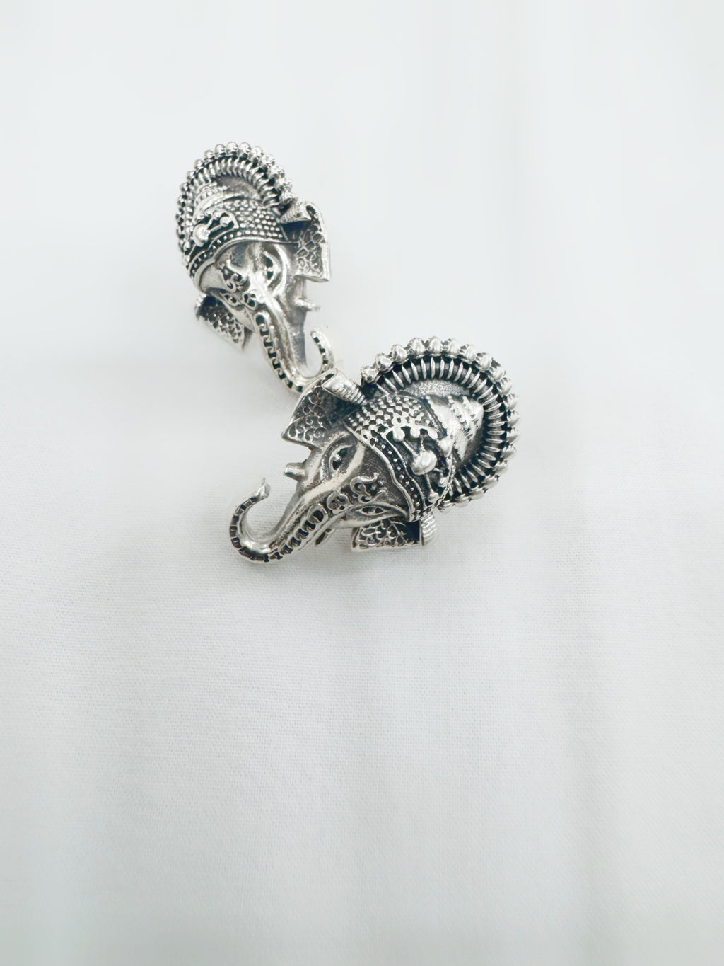 Vighnaharta 92.5 Silver Ganesha Studs - Temple Earrings Handcrafted