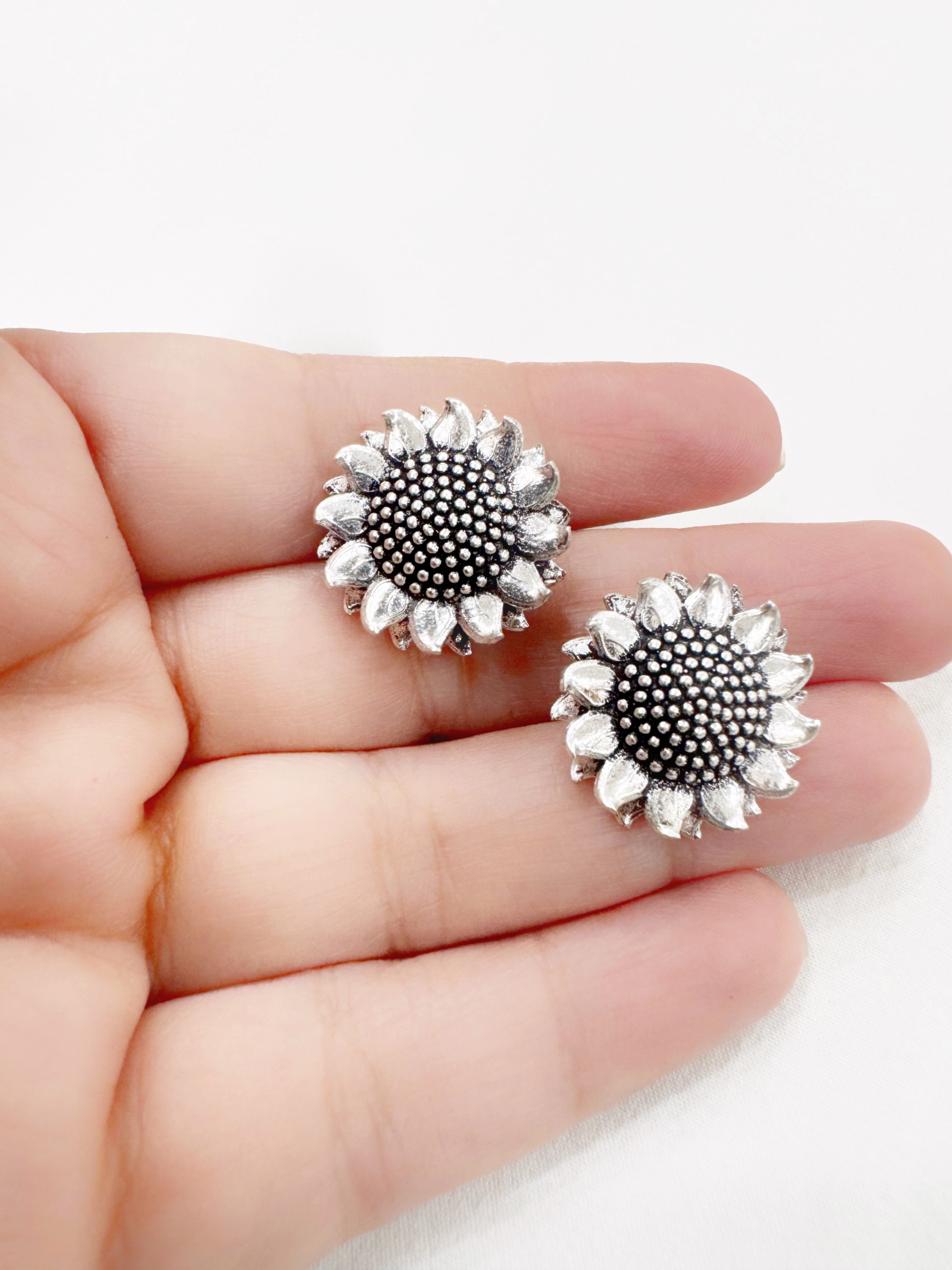 The Sunshine 92.5 Silver Blooming Elegance Stud Earrings - Handcrafted