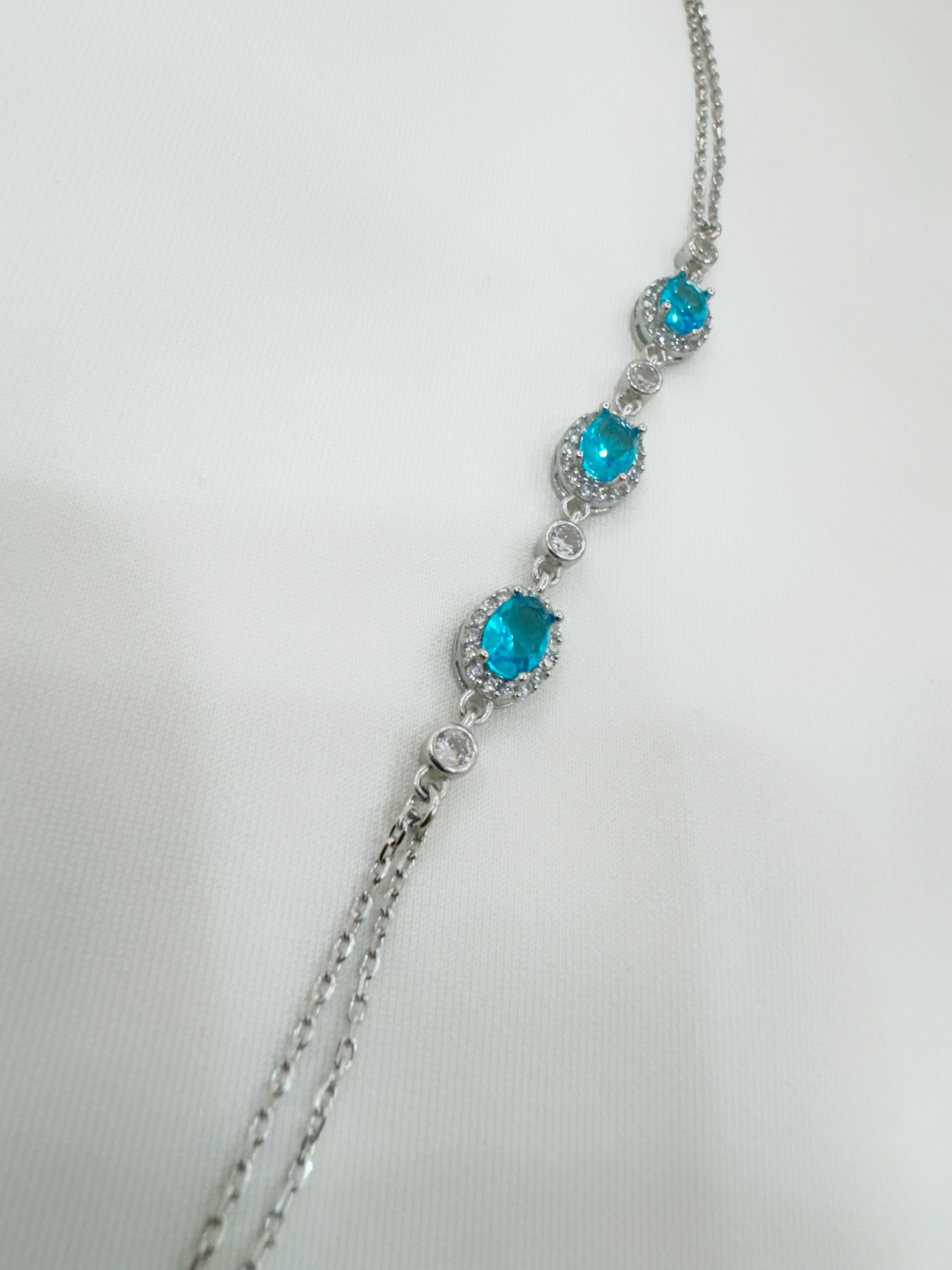 Neelam – 92.5 Silver Oceanic Blue Statement Bracelet