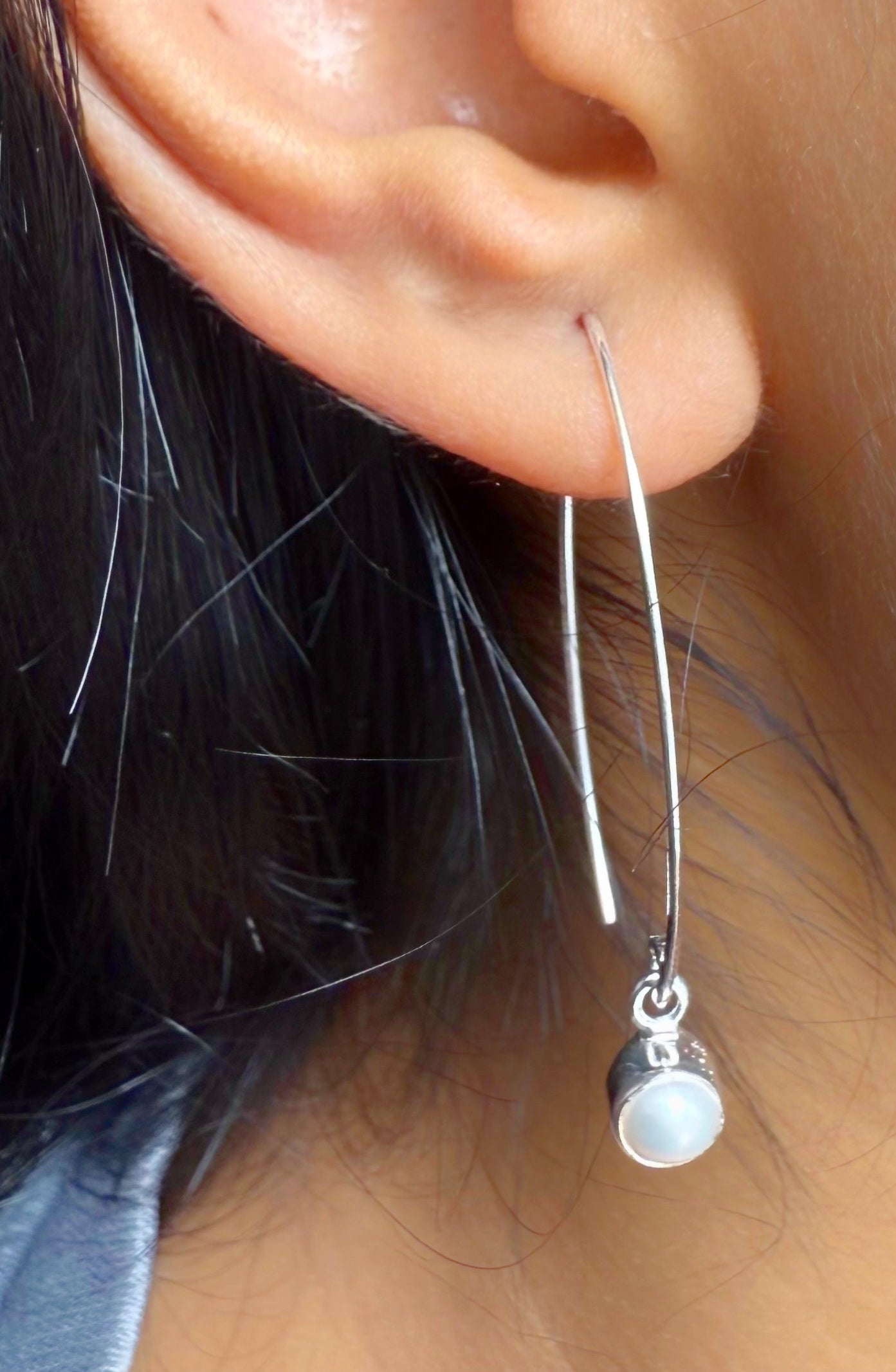 Minimalastic Pearl Arc Drop 92.5 Silver Earrings