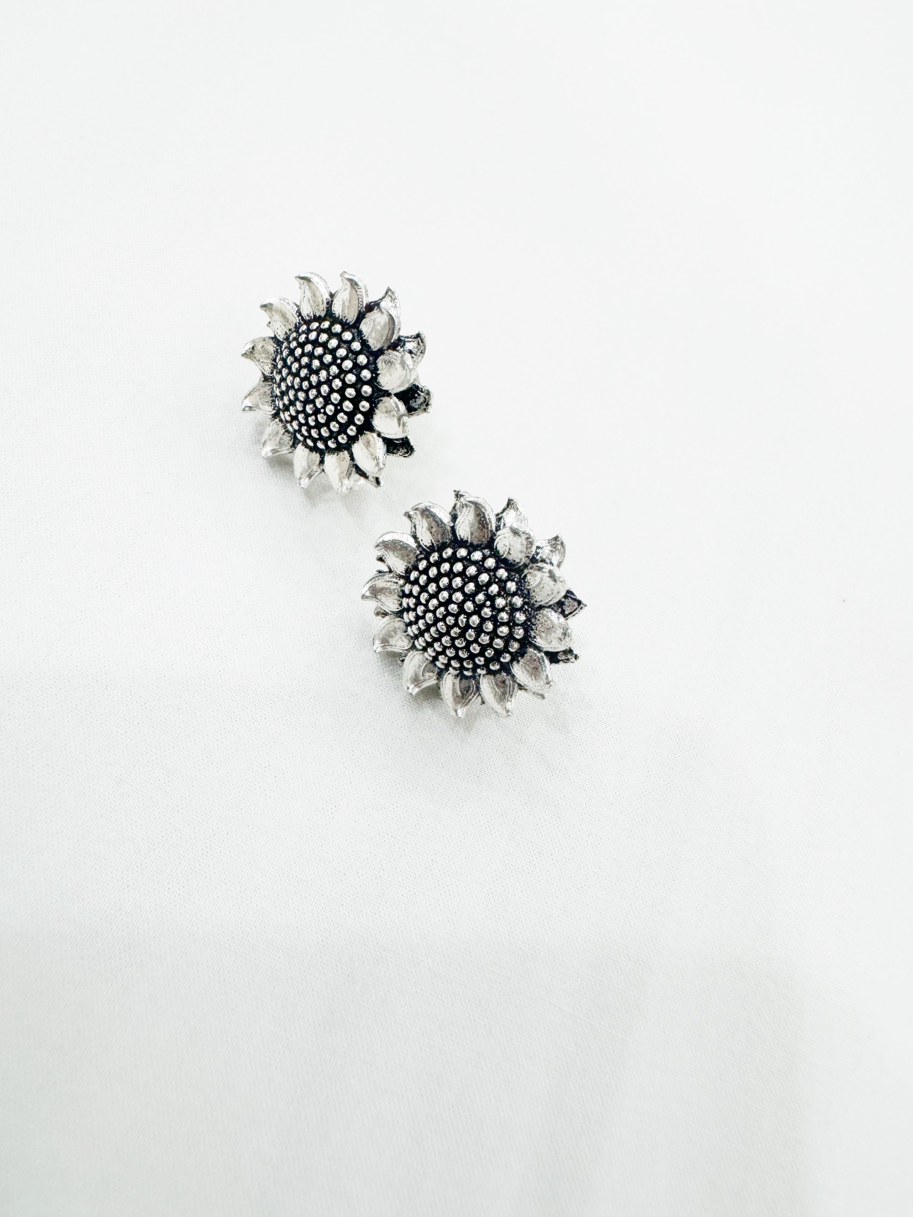 The Sunshine 92.5 Silver Blooming Elegance Stud Earrings - Handcrafted