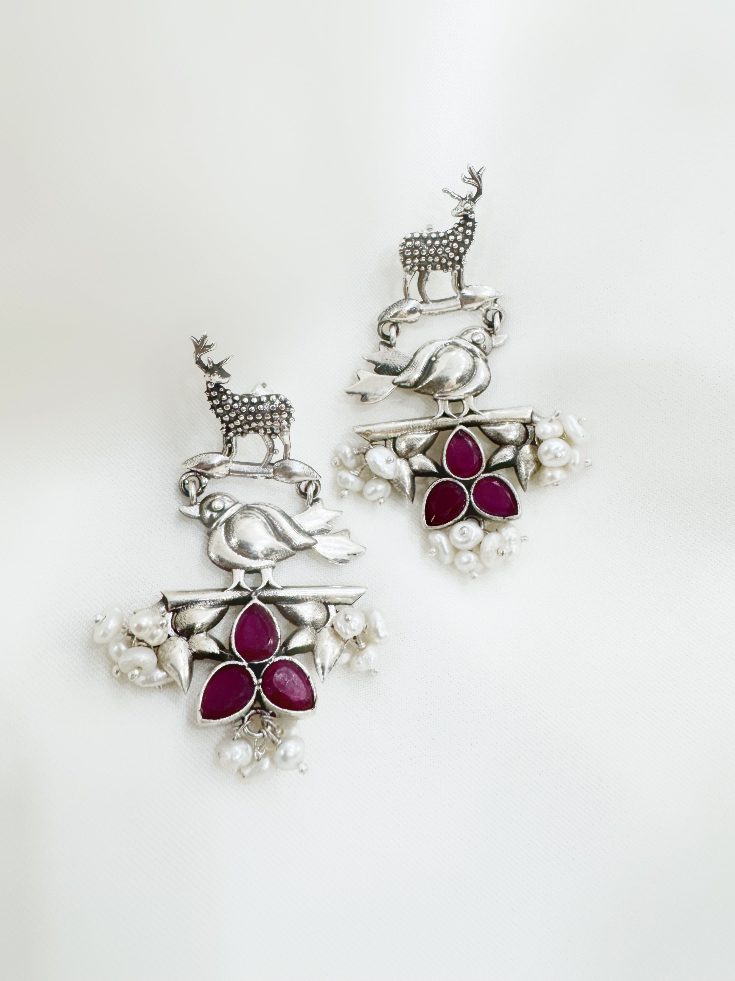 Vanraagini 92.5 Silver Earrings - Handcrafted