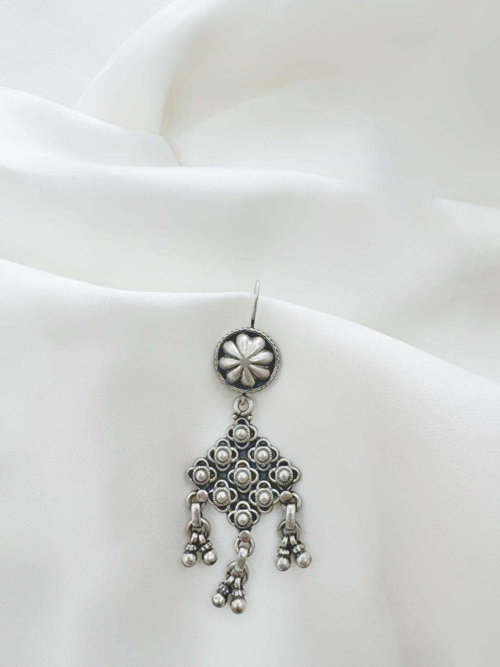 Tribal Nomadic Flower Cascade Earring 92.5 Silver