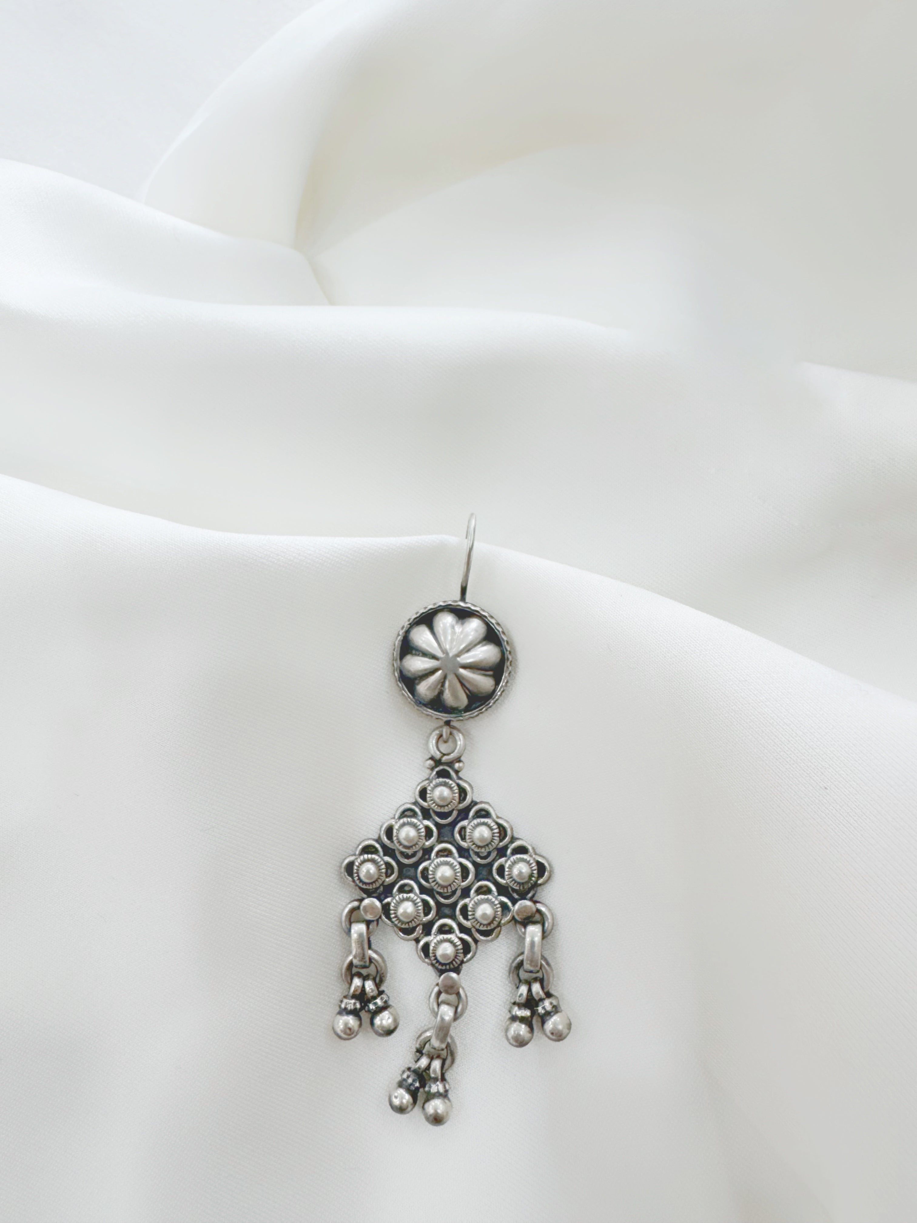 Tribal Nomadic Flower Cascade Earring 92.5 Silver