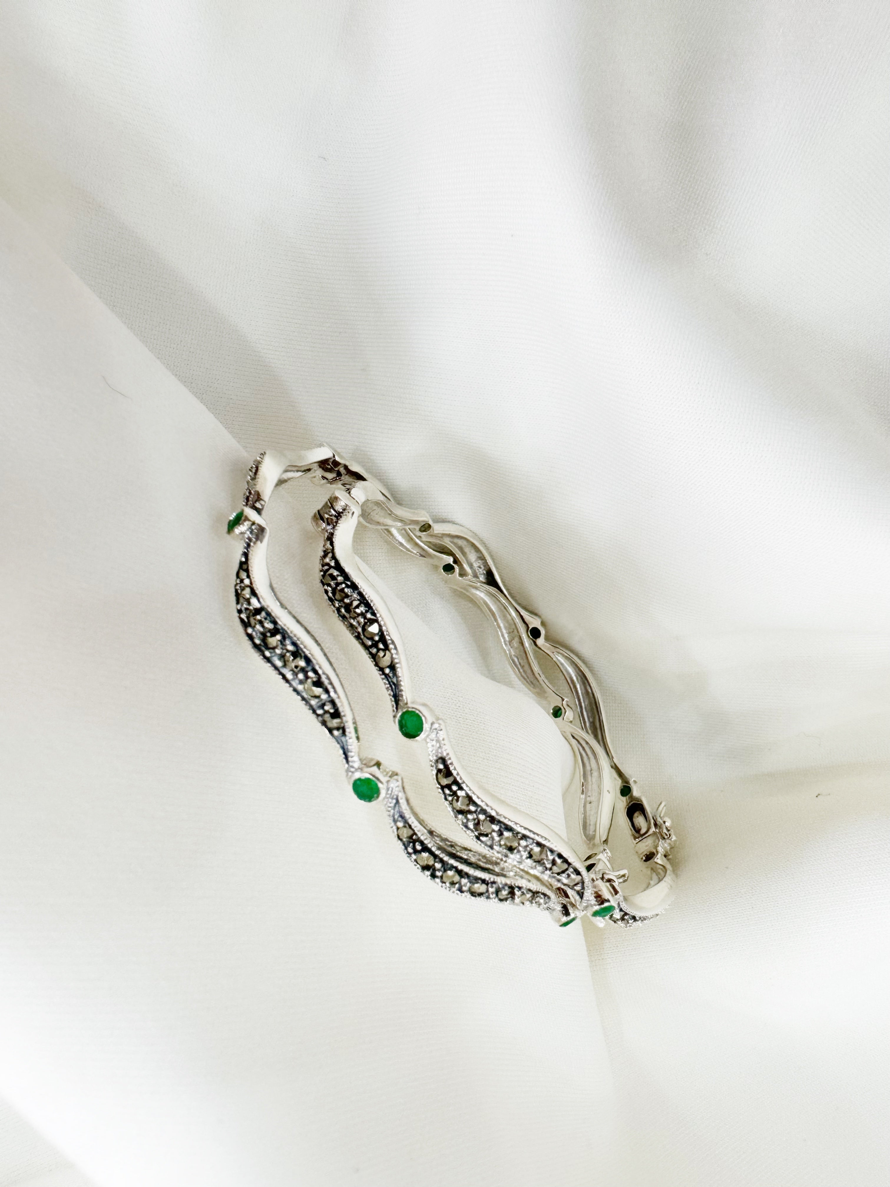 Marcasite Melody – 92.5 Silver Openable Bangle