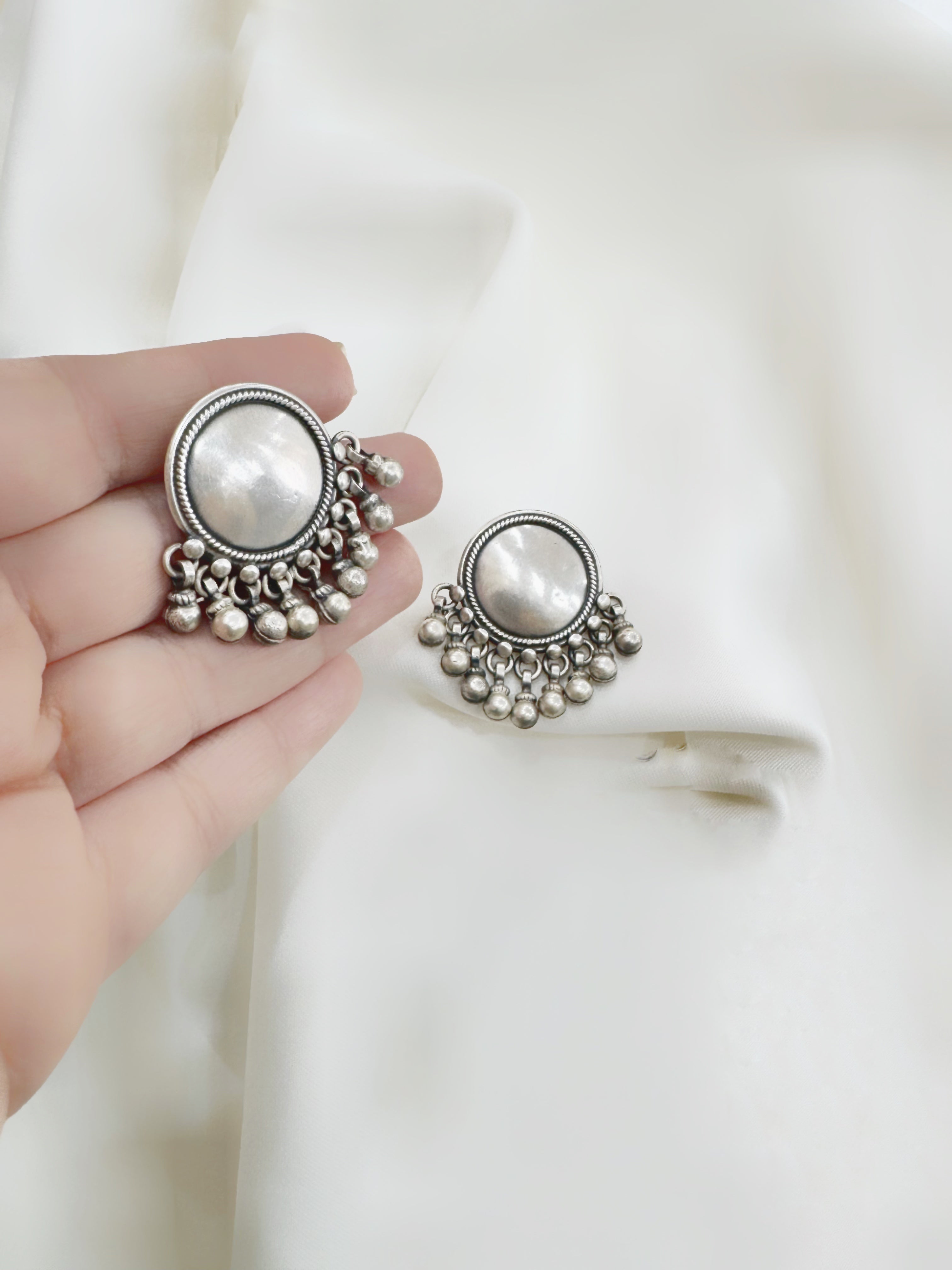 Tribal Ethnic Coin 92.5 Silver Studs Earring - Handcrafted