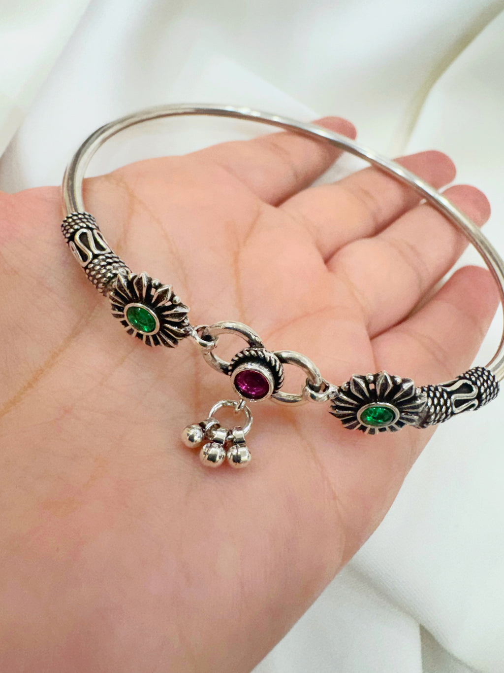 Pushpita 92.5 Silver Handcrafted Kada Anklet (Single Piece)