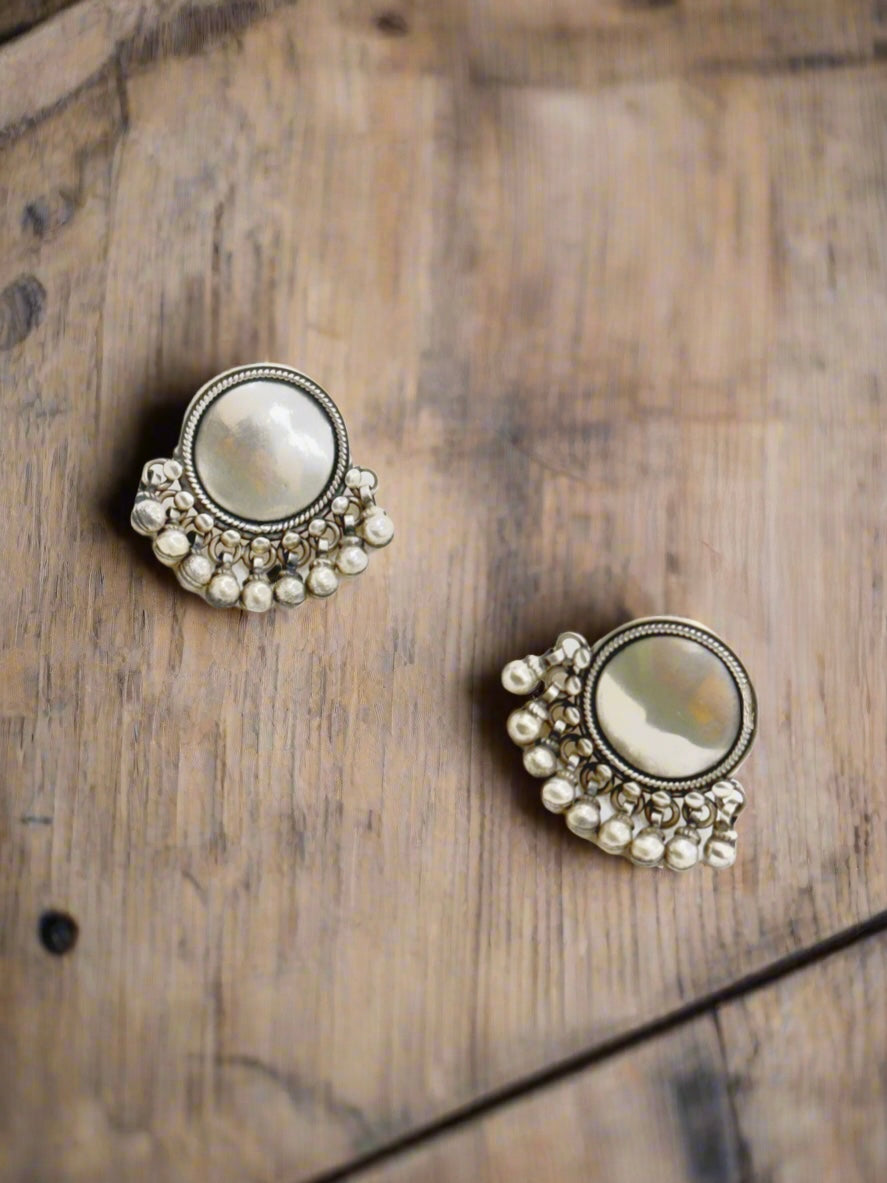 Tribal Ethnic Coin 92.5 Silver Studs Earring - Handcrafted