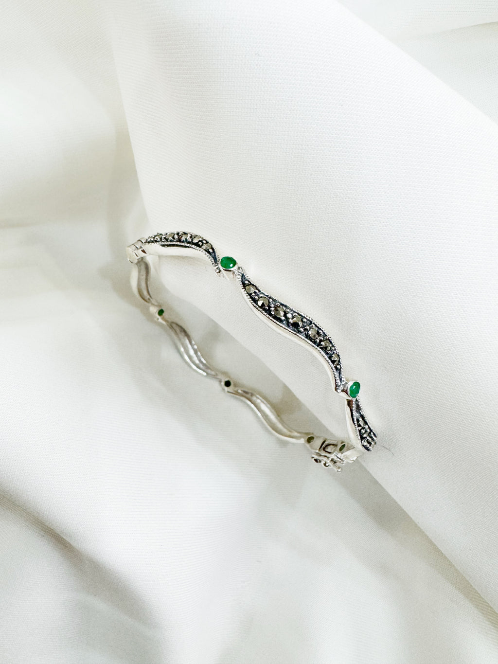 Marcasite Melody – 92.5 Silver Openable Bangle