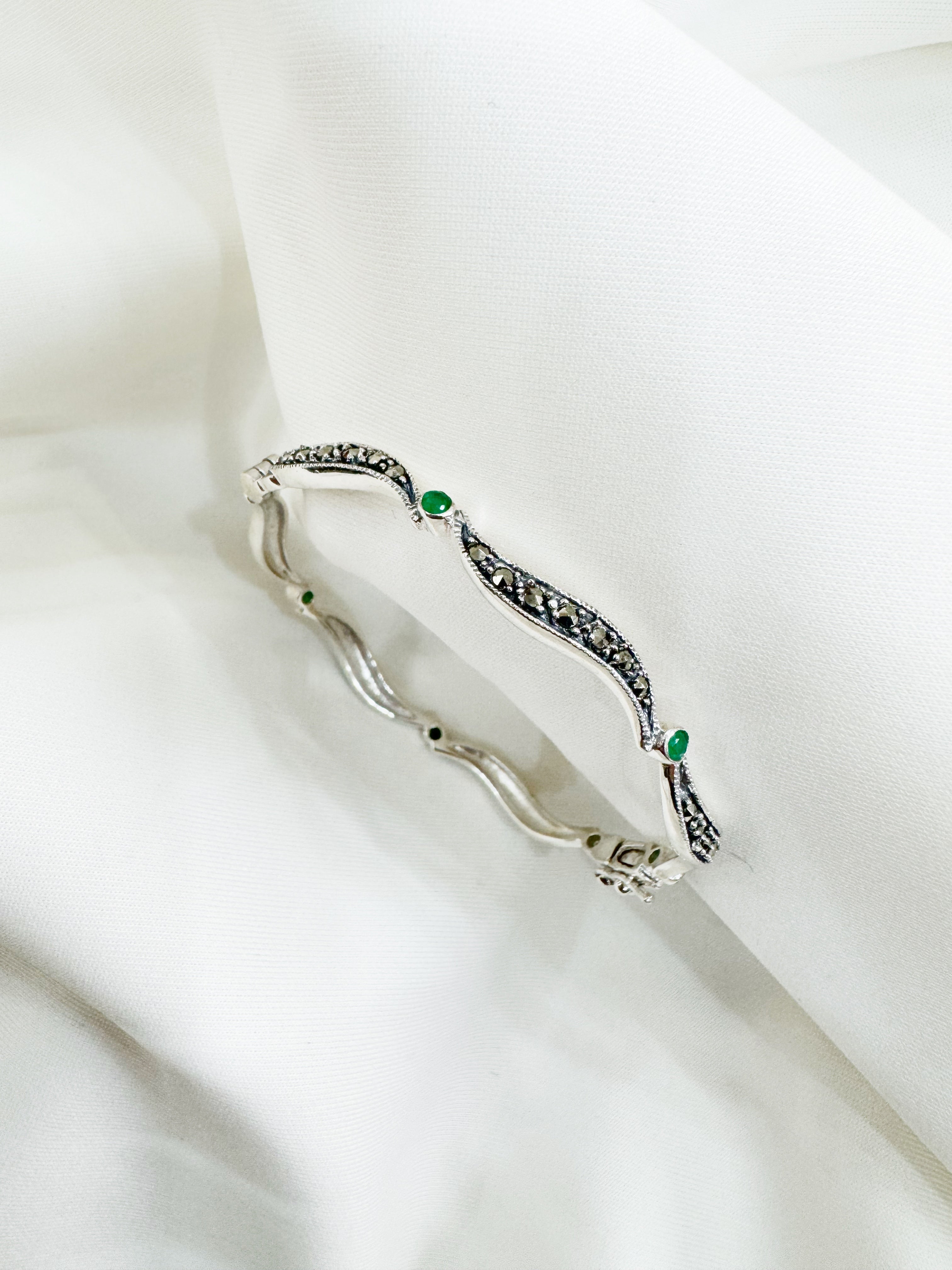 Marcasite Melody – 92.5 Silver Openable Bangle
