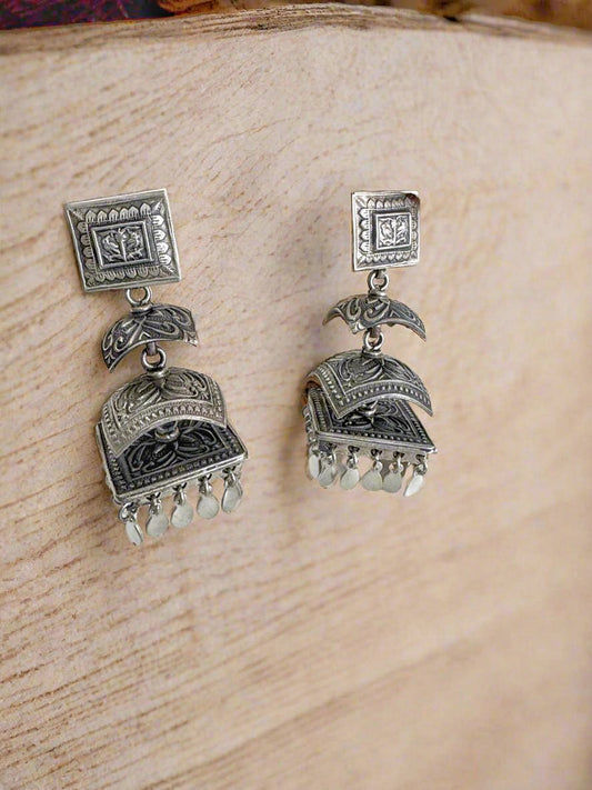 Tribal Rustic Vanika Dangler Earrings 92.5 Silver