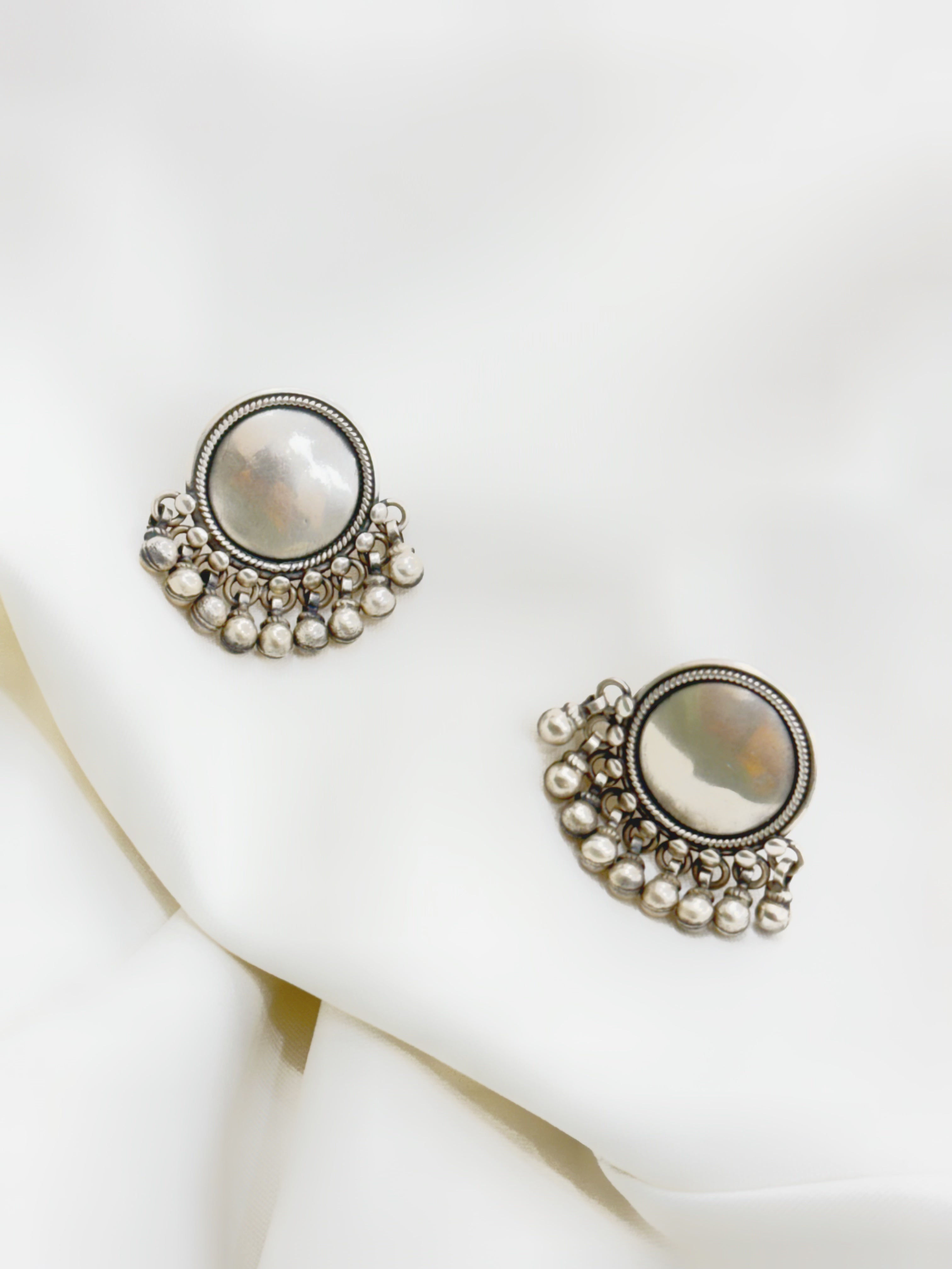 Tribal Ethnic Coin 92.5 Silver Studs Earring - Handcrafted