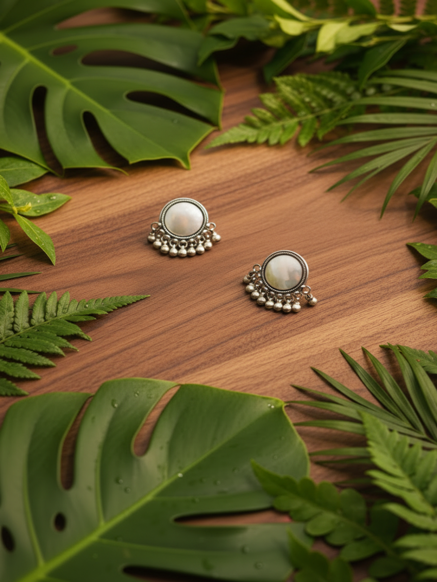 Tribal Ethnic Coin 925 Silver Studs Earring - Handcrafted