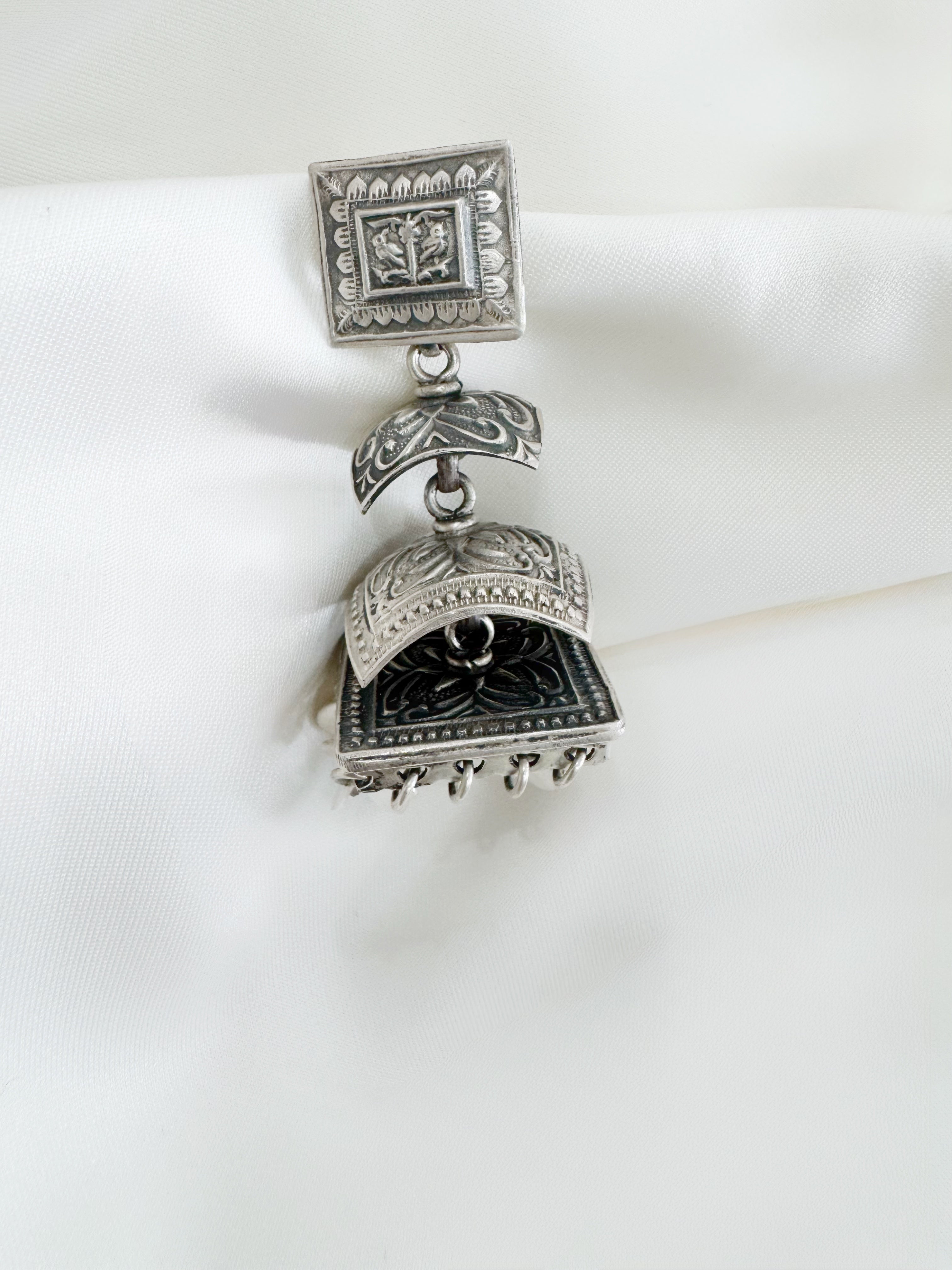 Tribal Rustic Vanika Dangler Earrings 92.5 Silver