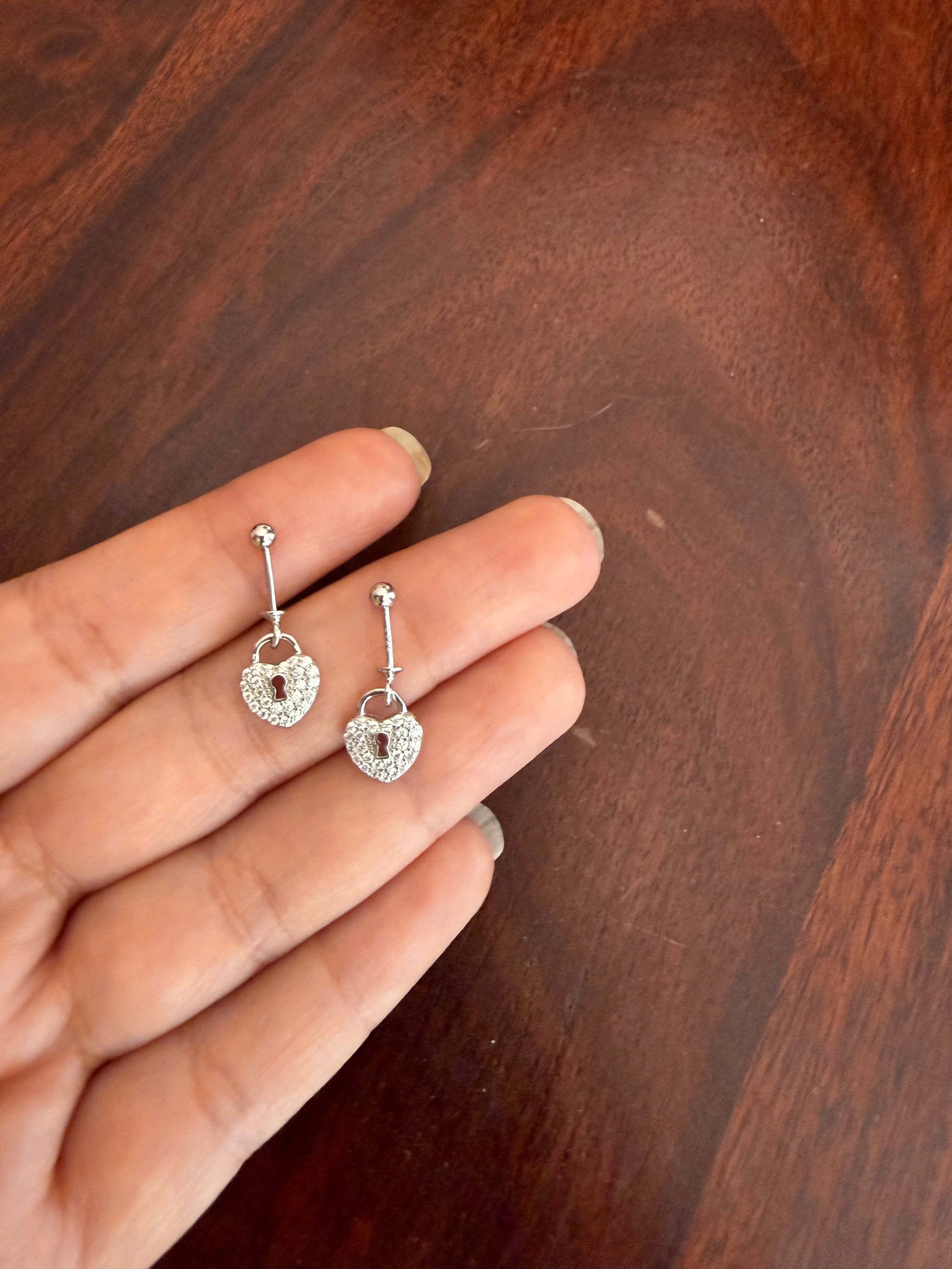 Everyday Bugadi - Heart Lock Helix Earrings - 925 Silver - Pair
