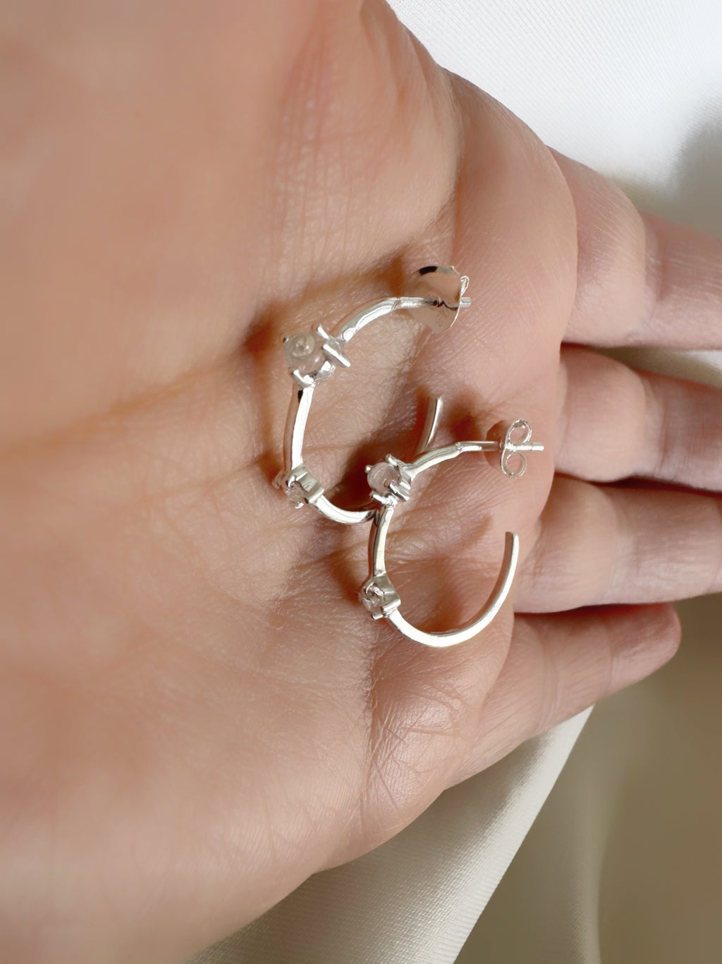 92.5 Silver Small Half Loop Earrings