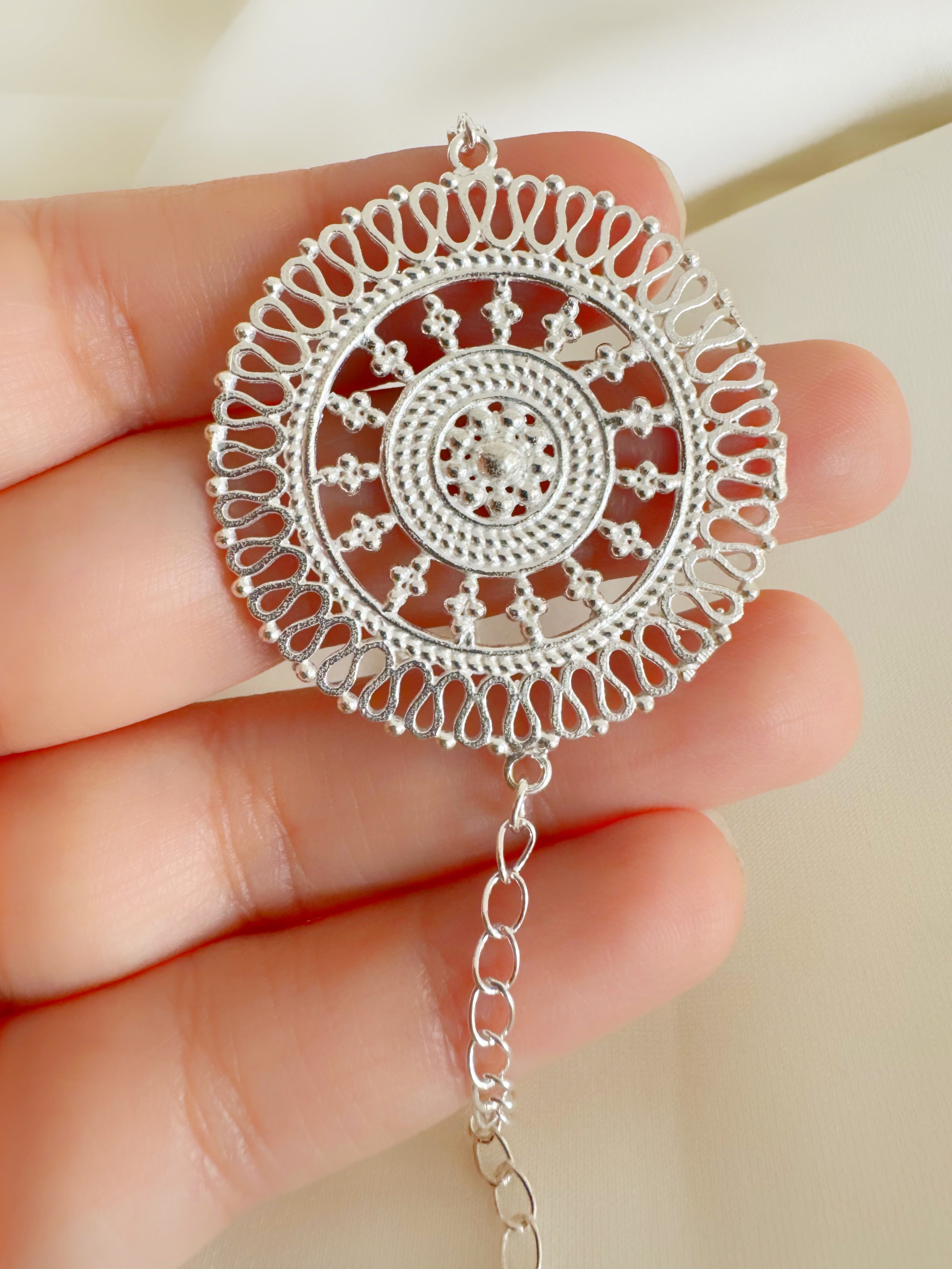 Kaarigari Mandala Handcrafted Rakhi in Pure 92.5 Silver