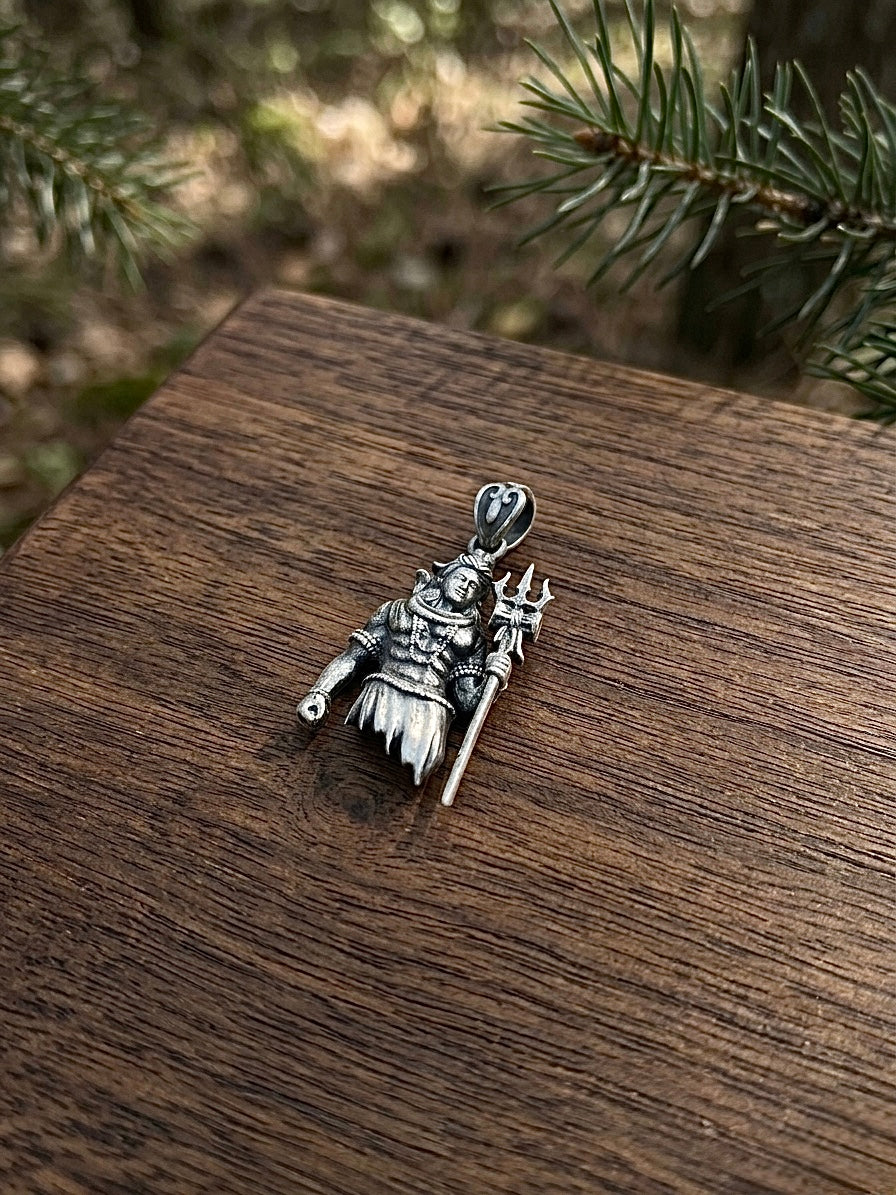 Shiva Trishul - Shiva 925 Silver Handcrafted Pendant (With or Without Chain)