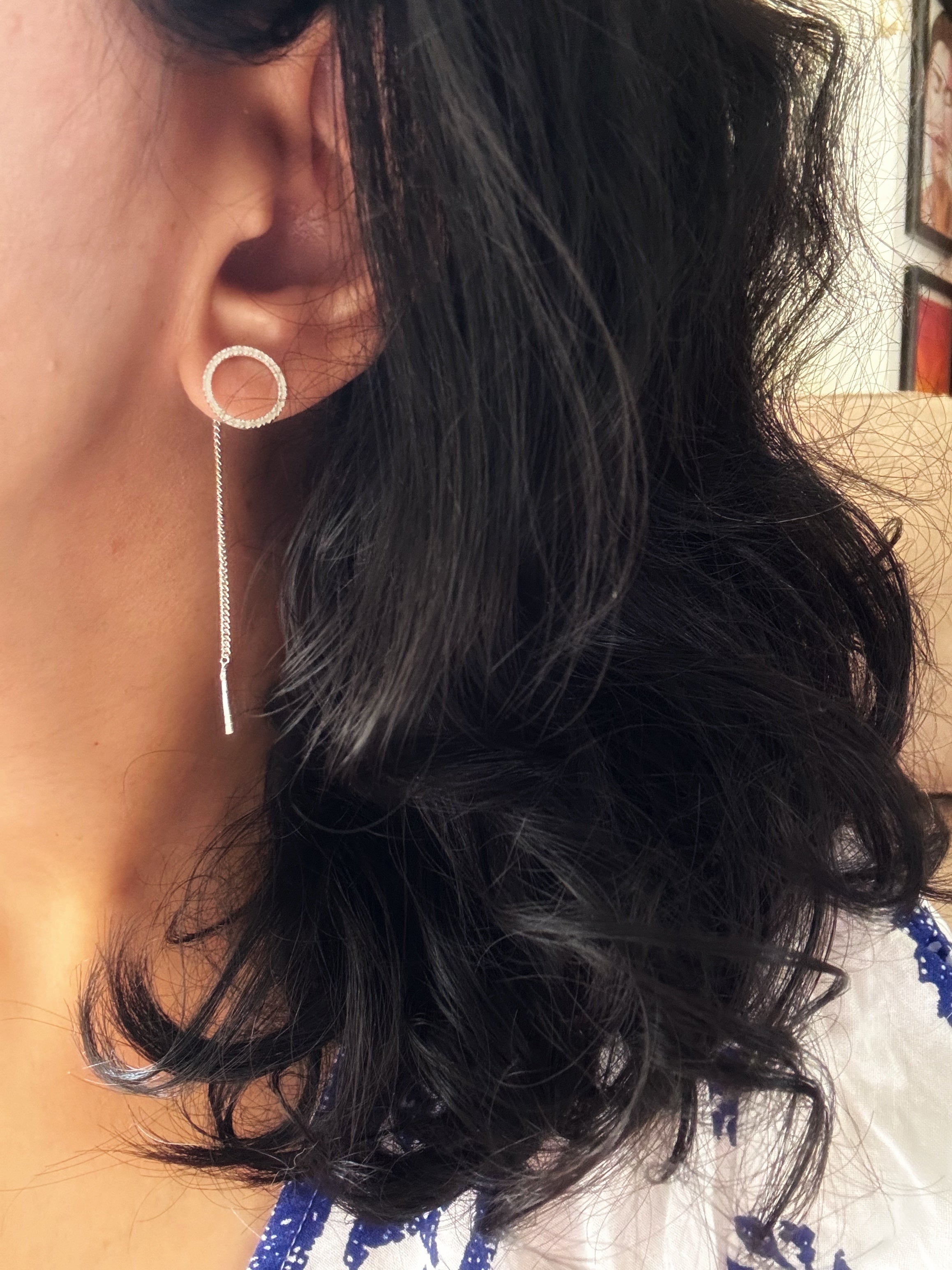 Jyoti Chakra Handcrafted 92.5 Silver Sui Dhaga Threader Earrings
