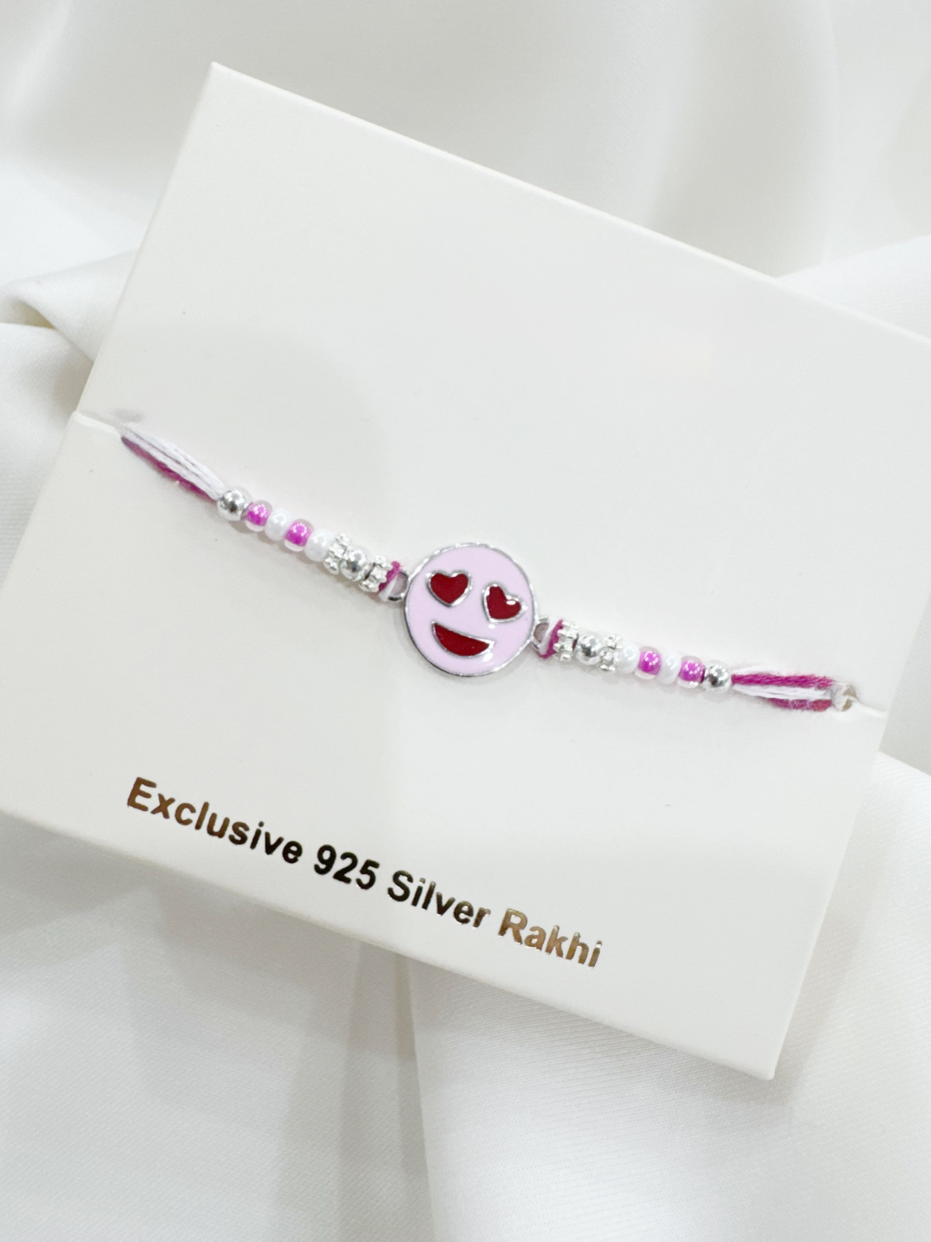 925 Silver Rakhis for Kids - Smiley Emoji